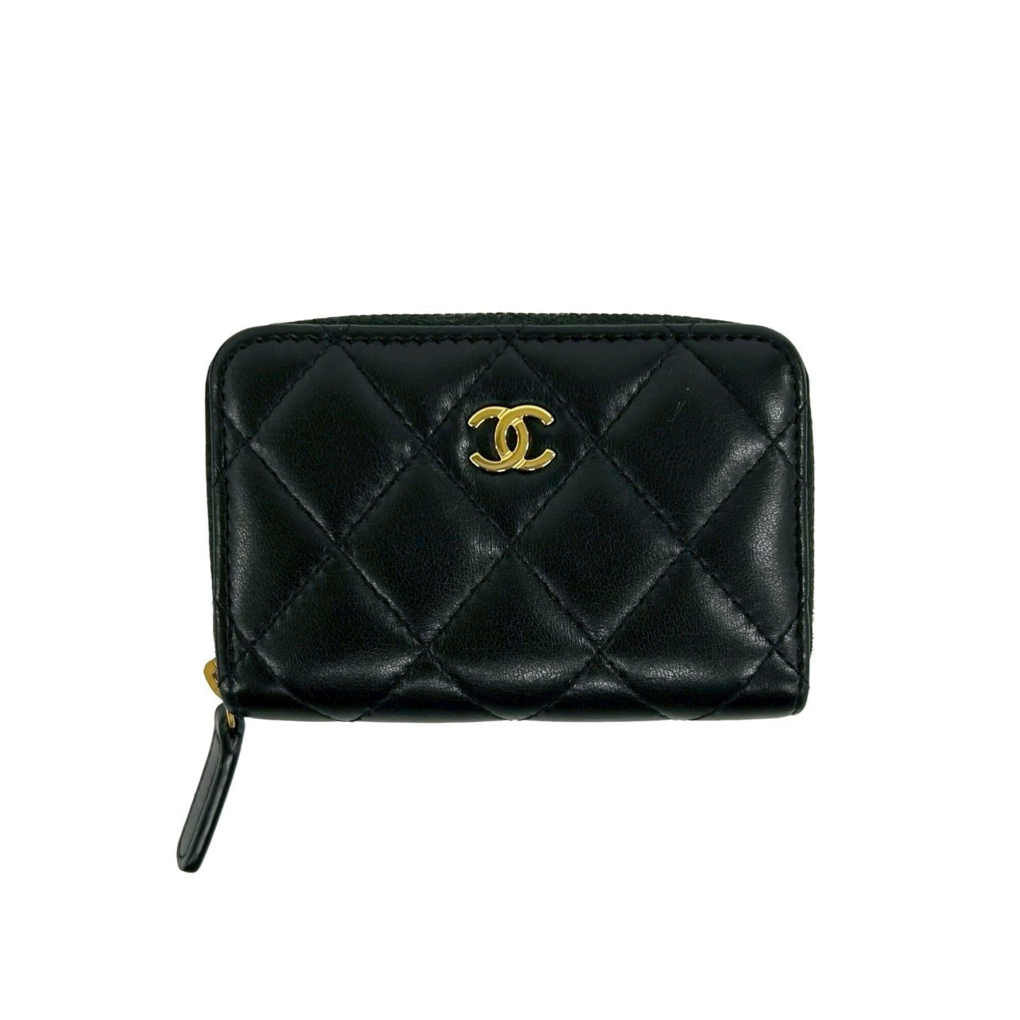 Chanel Black Leather Coin Purse/Coin Case (Pre-Owned)