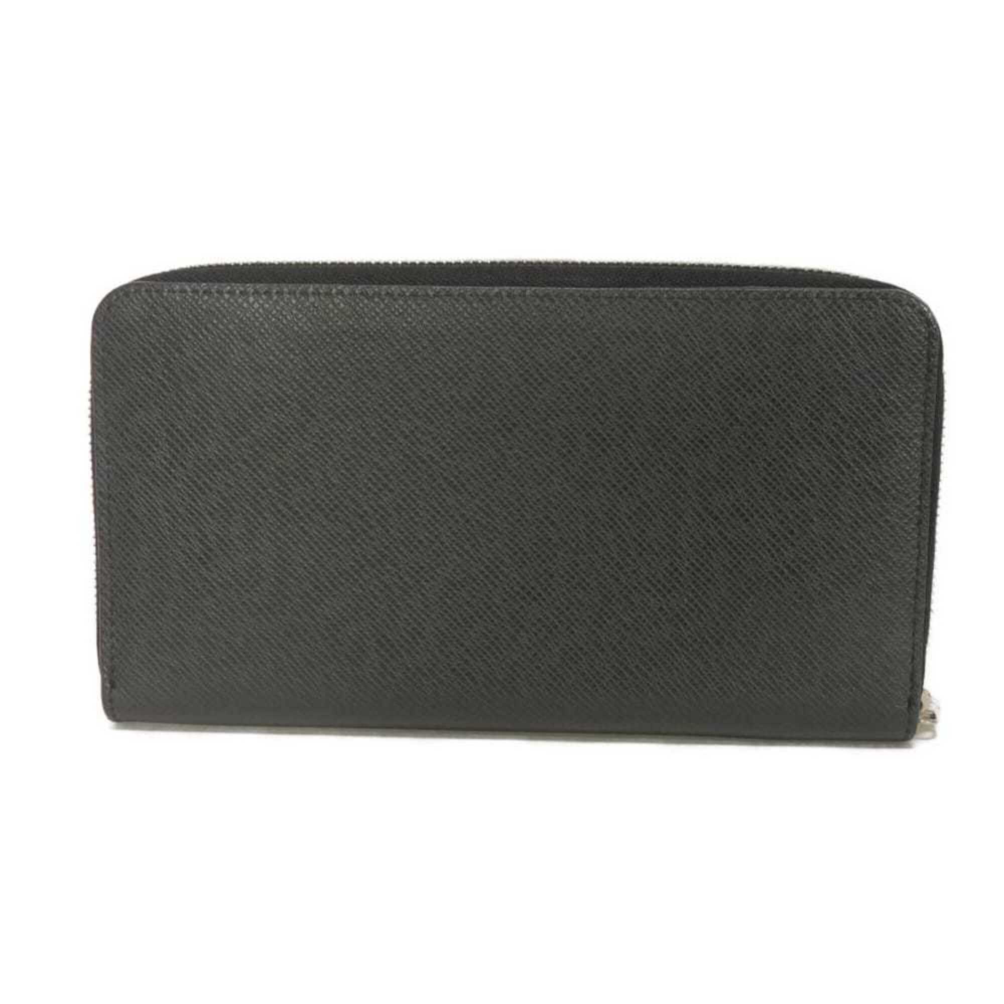 Louis Vuitton Taiga Black Noir Taiga Leather Leather Long Wallet (Bi-Fold) (Pre-Owned)