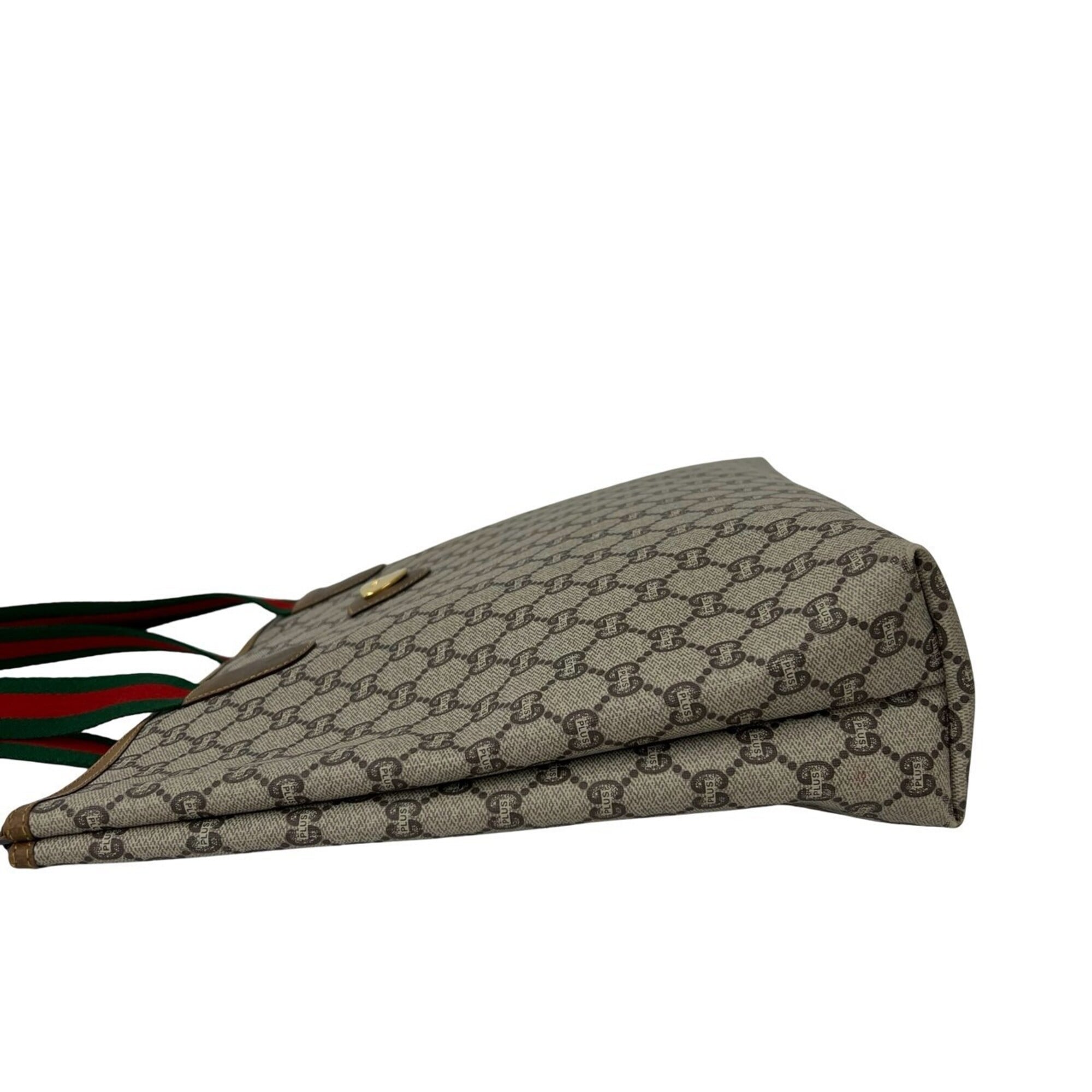 Gucci Brown Green Red Color Pvc Leather Tote Bag (Pre-Owned)