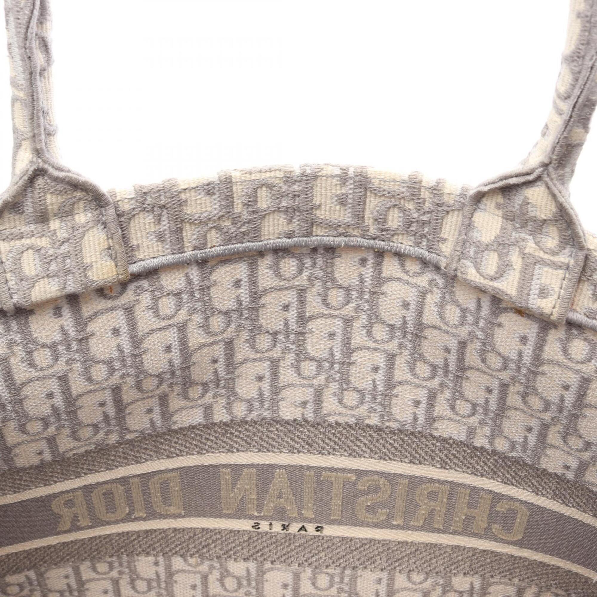 Christian Dior Gray White Canvas Handbag Tote Bag (Pre-Owned)