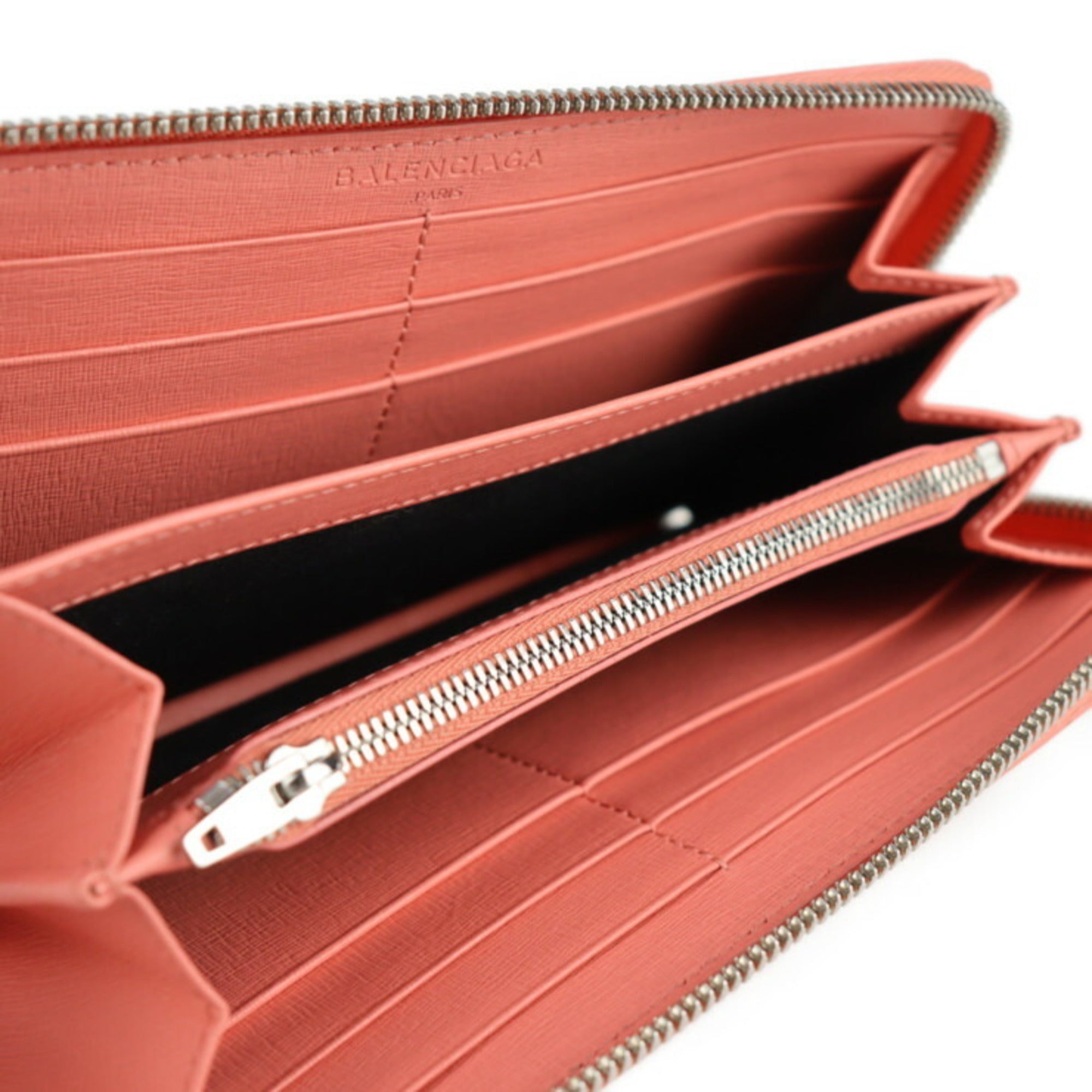 Balenciaga Pink Salmon Pink Leather Long Wallet (Bi-Fold) (Pre-Owned)