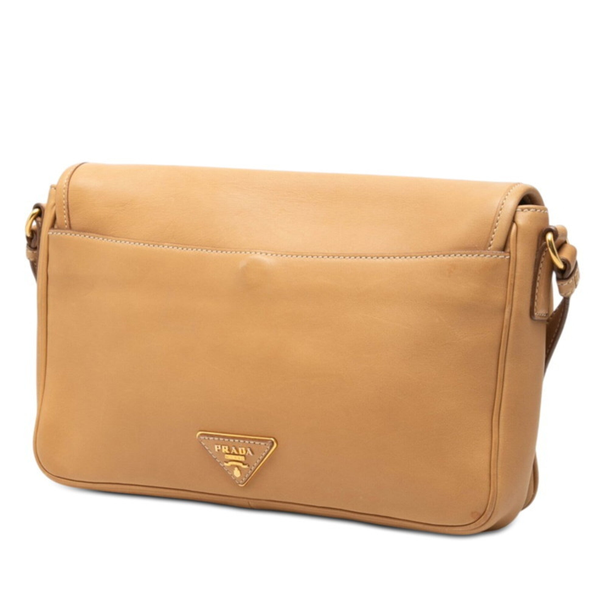 Prada Beige Leather Shoulder Bag (Pre-Owned)