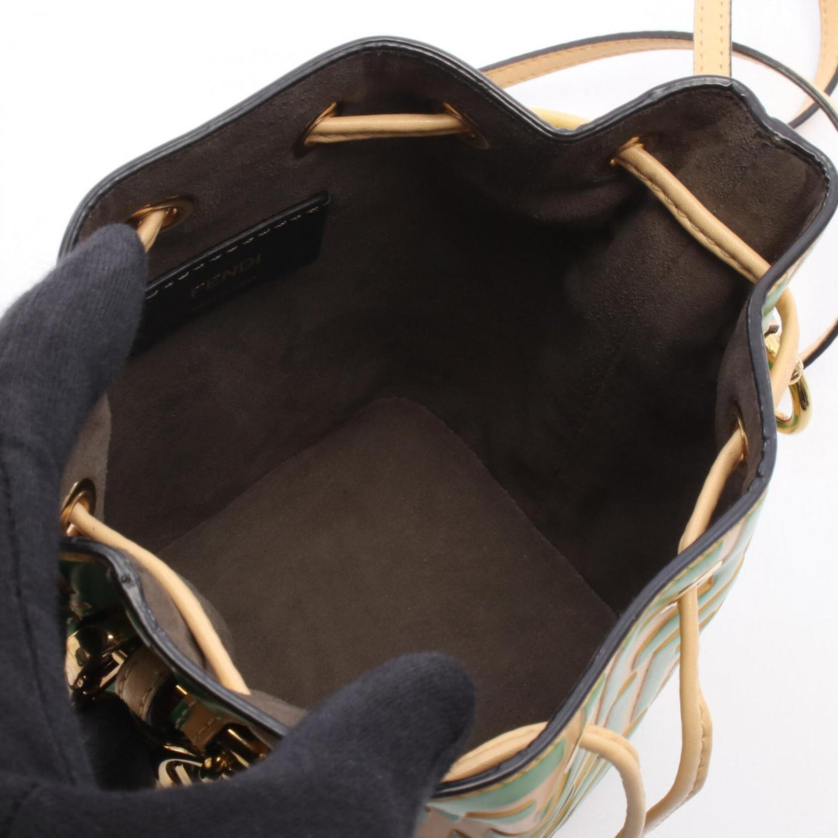 Fendi Green Yellow Leather Handbag (Pre-Owned)