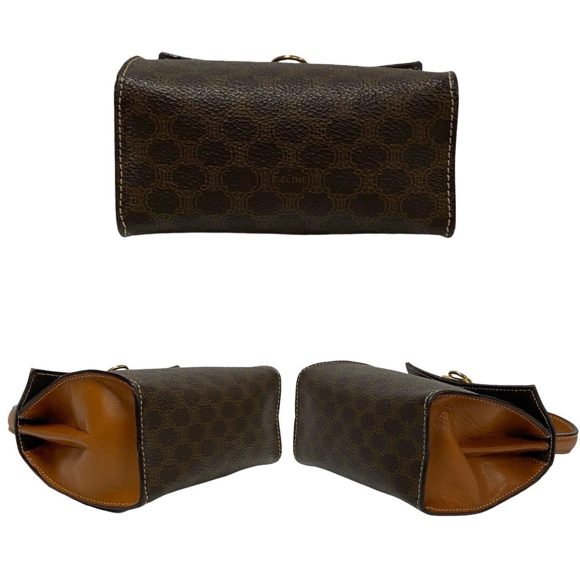 Celine Brown Leather Pvc Handbag Shoulder Bag (Pre-Owned)