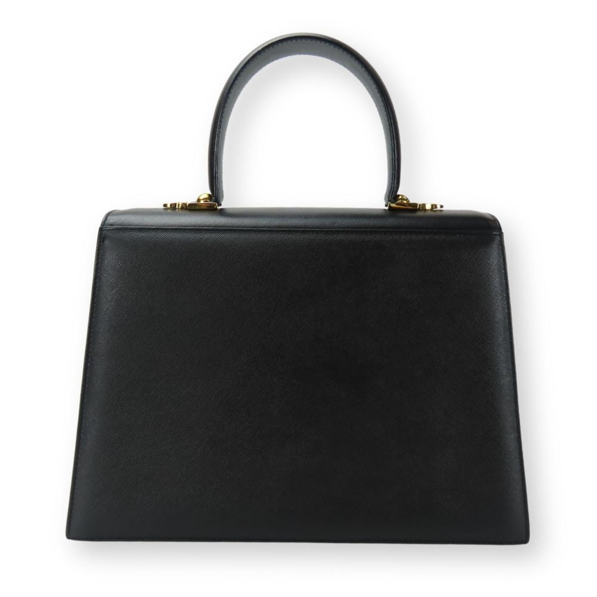 Salvatore Ferragamo Gancini Black Leather Handbag (Pre-Owned)