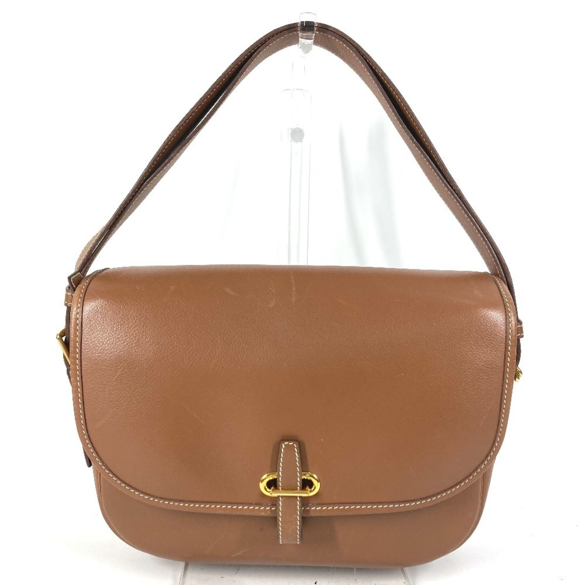 Hermes Brown Leather Handbag Shoulder Bag (Pre-Owned)