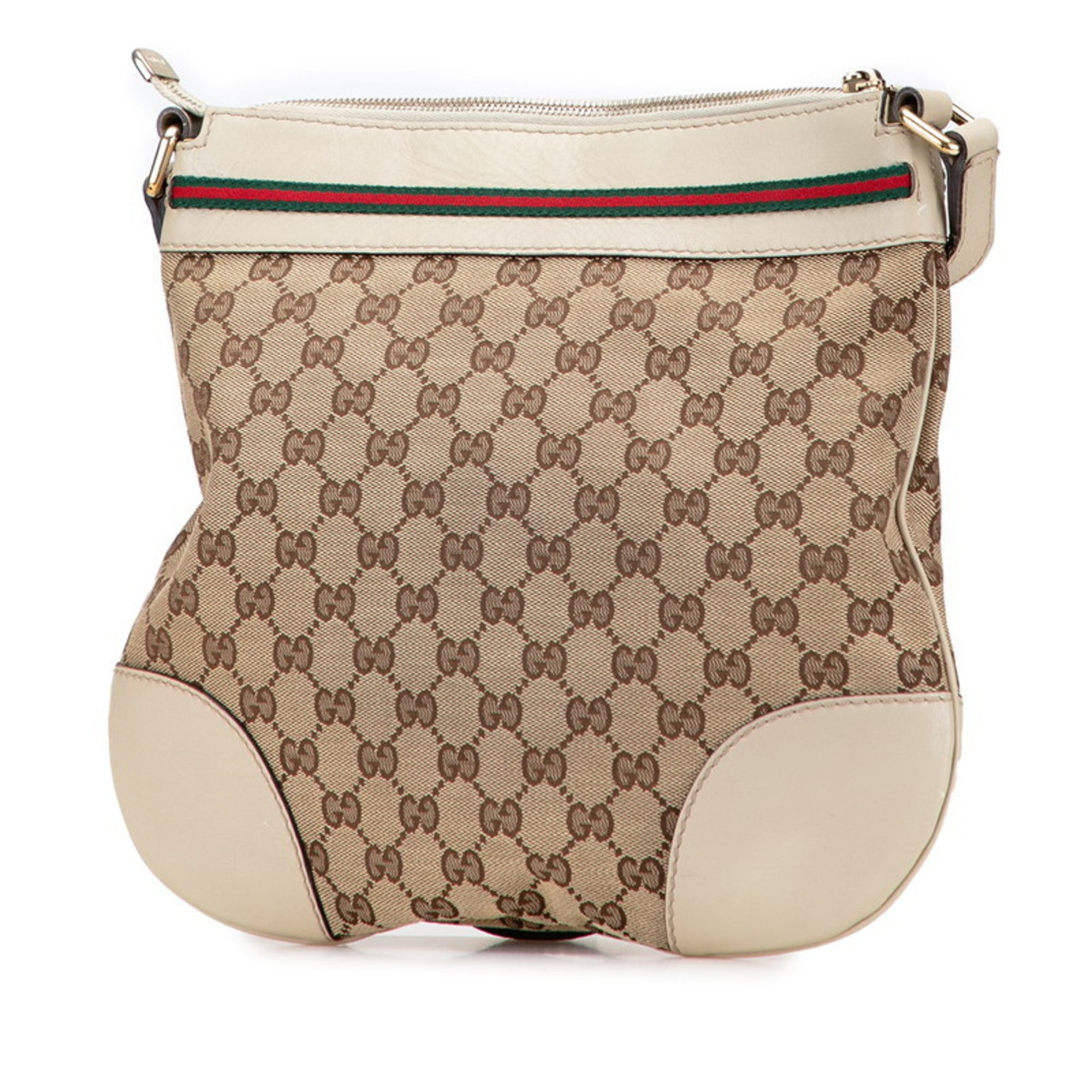 Gucci Gg Canvas Beige Gg Canvas Leather Shoulder Bag (Pre-Owned)
