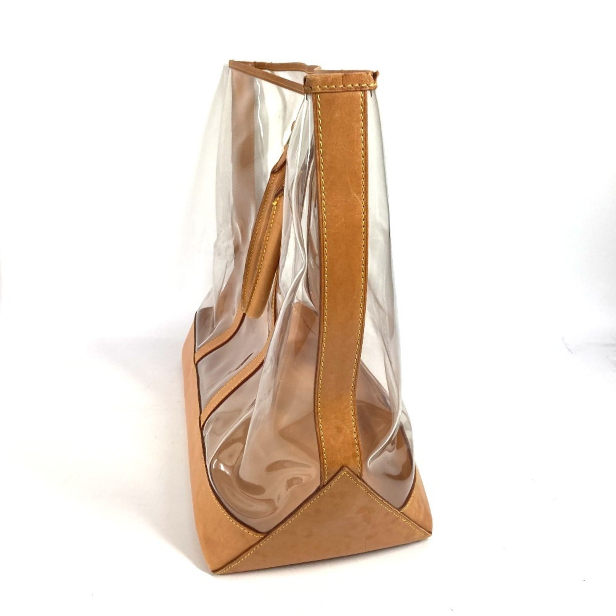 Louis Vuitton Beige Clear Vinyl Leather Shoulder Bag Tote Bag (Pre-Owned)