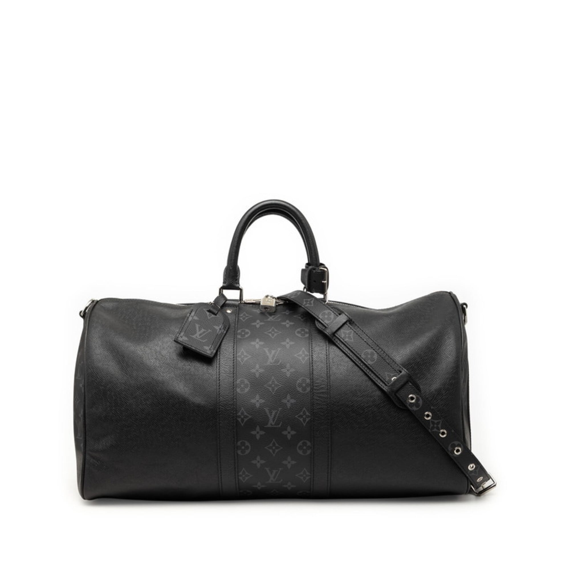 Louis Vuitton Taigarama Black Gray Noir Pvc Leather Boston Bag Shoulder Bag (Pre-Owned)