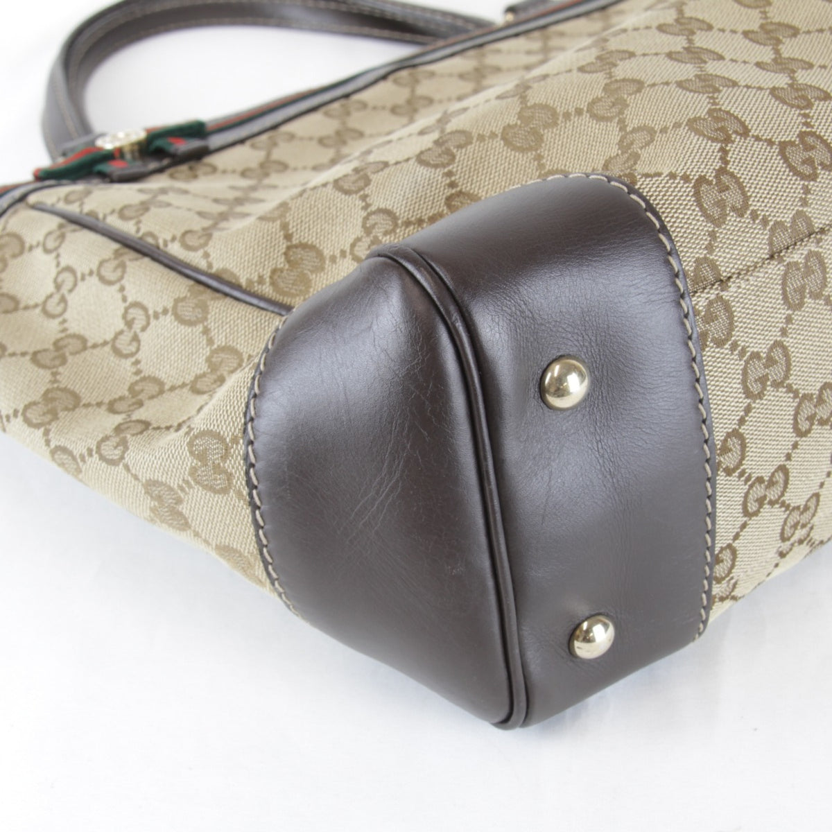 Gucci Brown Gg Canvas Leather Tote Bag (Pre-Owned)