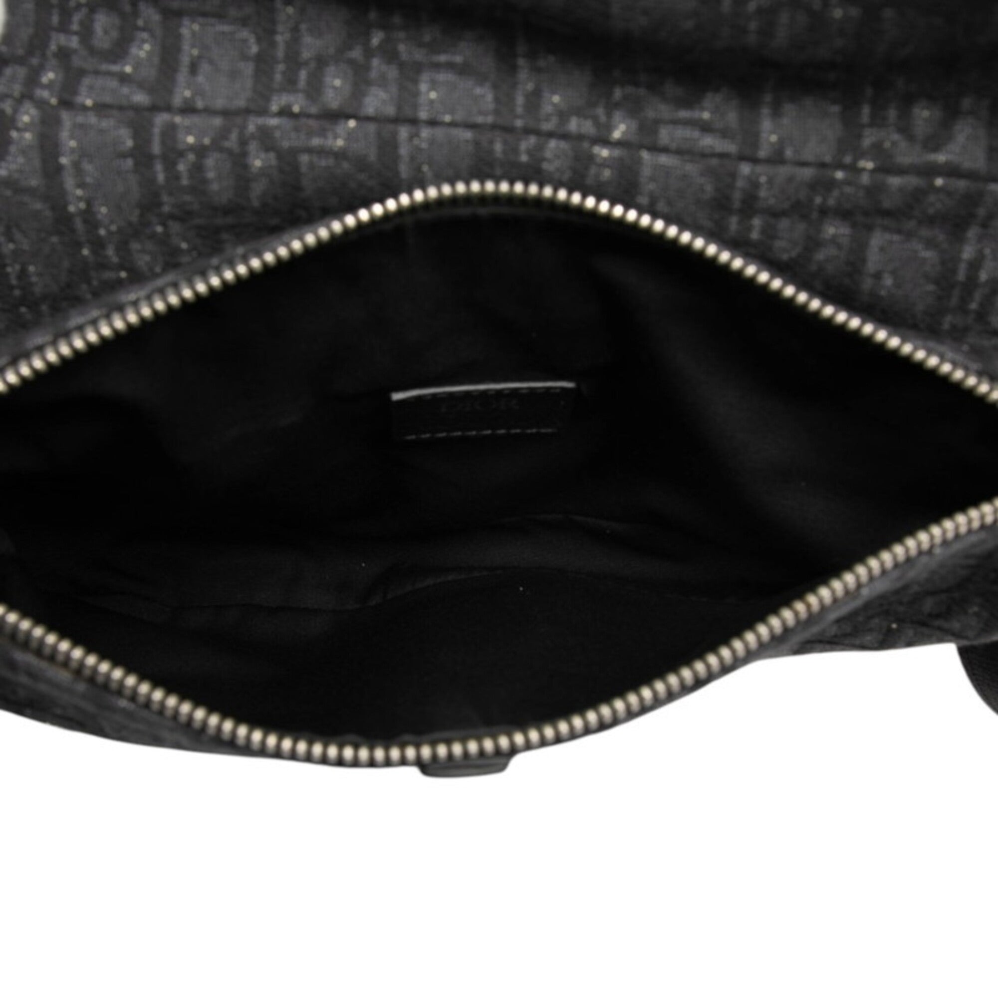 Christian Dior Black Canvas Leather Saddle Bag Shoulder Bag Sling Bag (Pre-Owned)