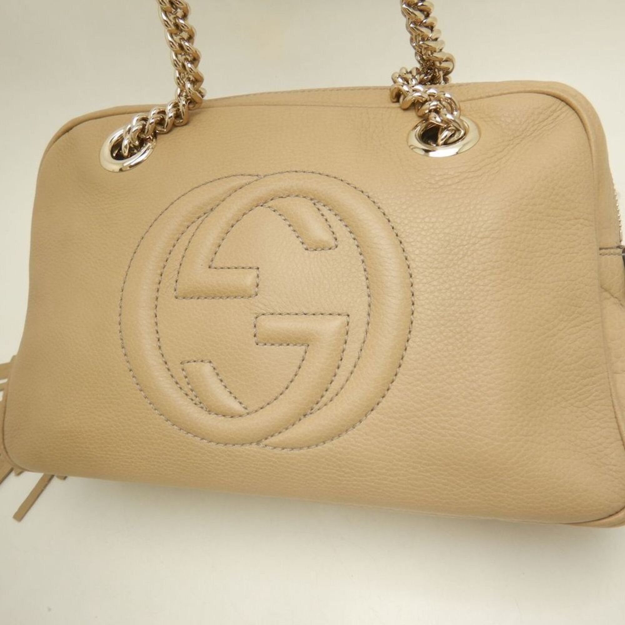 Gucci Soho Beige Leather Shoulder Bag (Pre-Owned)