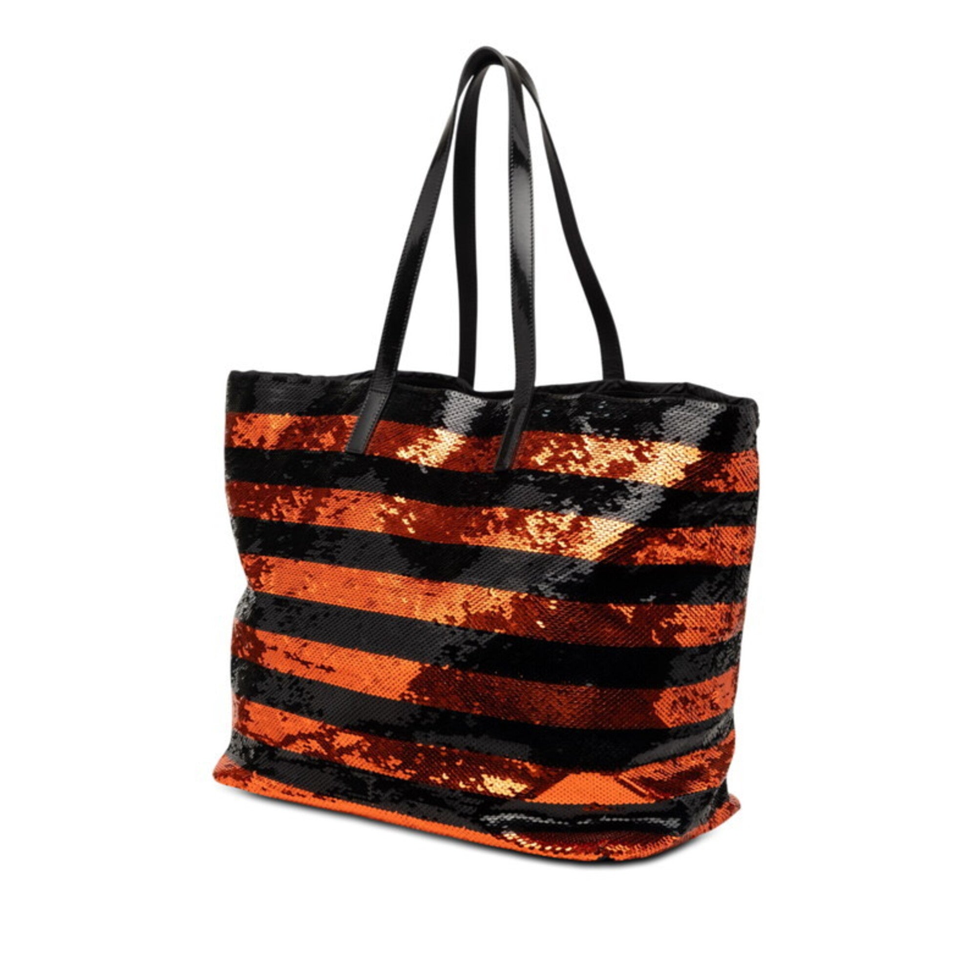 Prada Black Orange Spangles Leather Tote Bag (Pre-Owned)