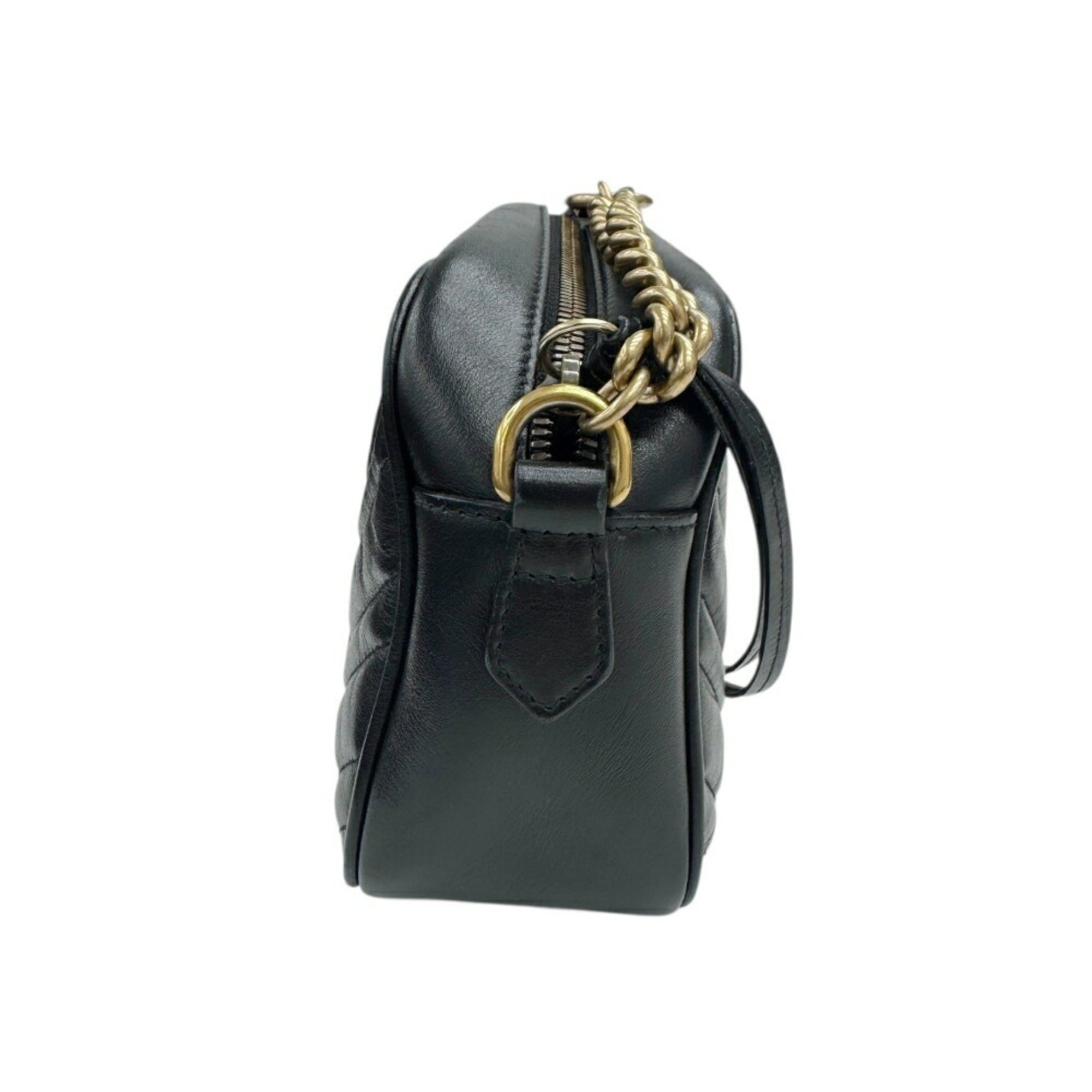 Gucci Gg Marmont Black Leather Shoulder Bag (Pre-Owned)