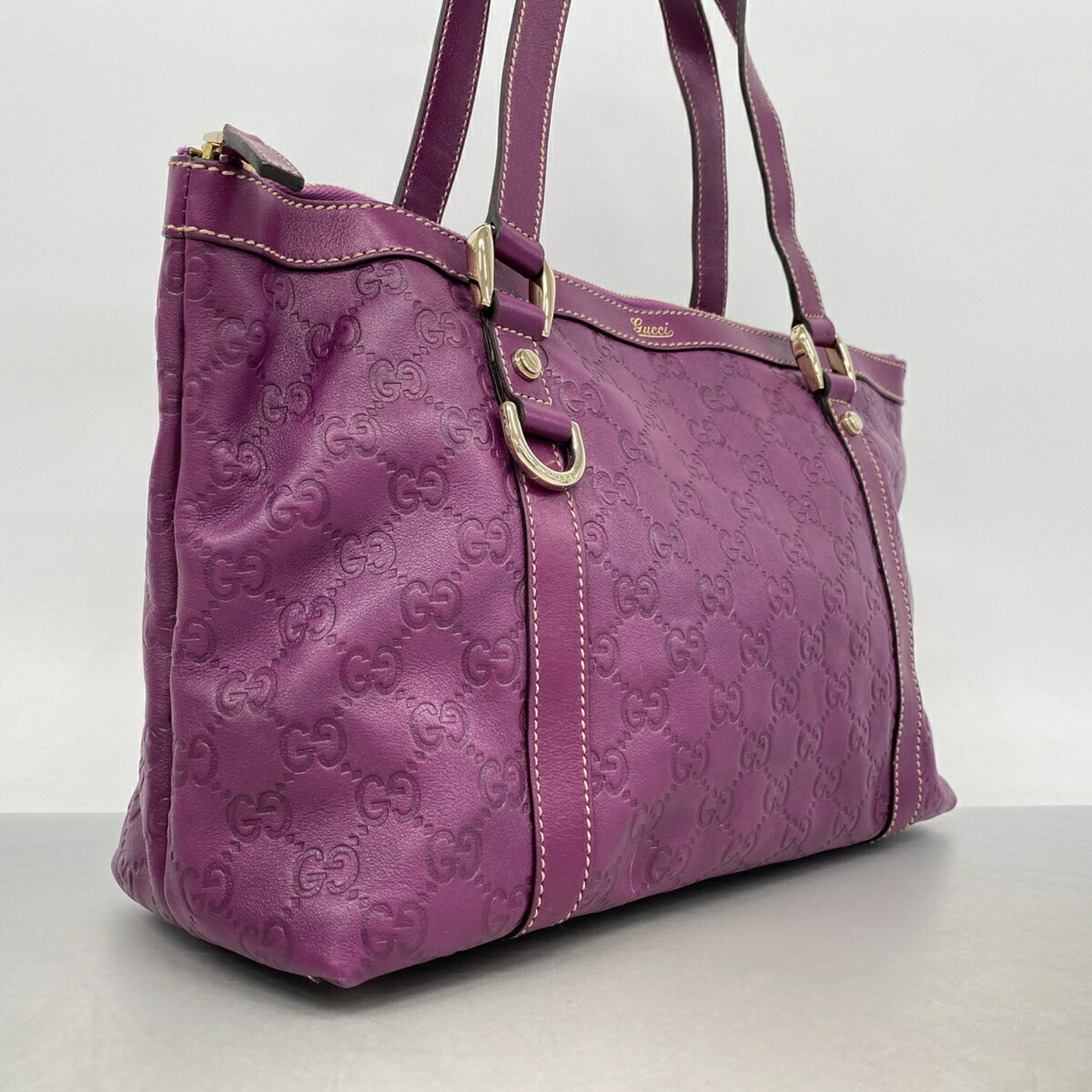 Gucci Purple Leather Tote Bag (Pre-Owned)