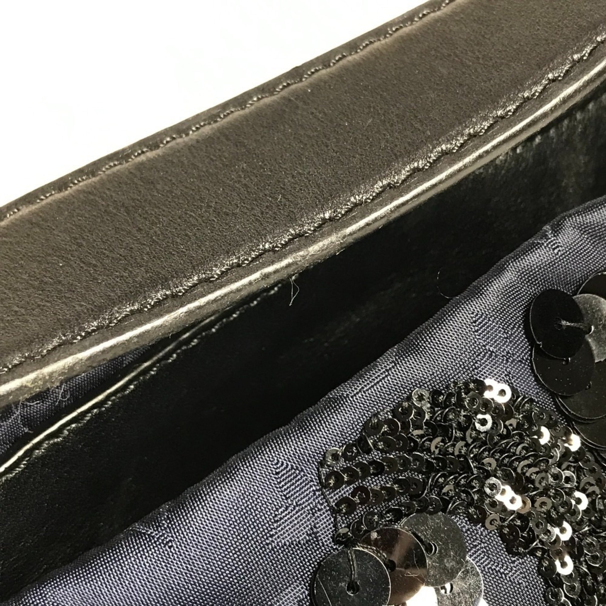 Louis Vuitton Black Monogram Navy Spangles Satin Leather Handbag Pouch Shoulder Bag (Pre-Owned)