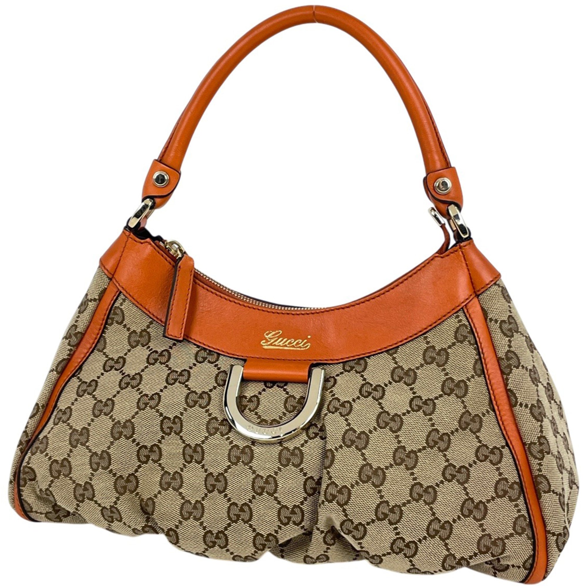 Gucci Beige Orange Gg Canvas Shoulder Bag (Pre-Owned)