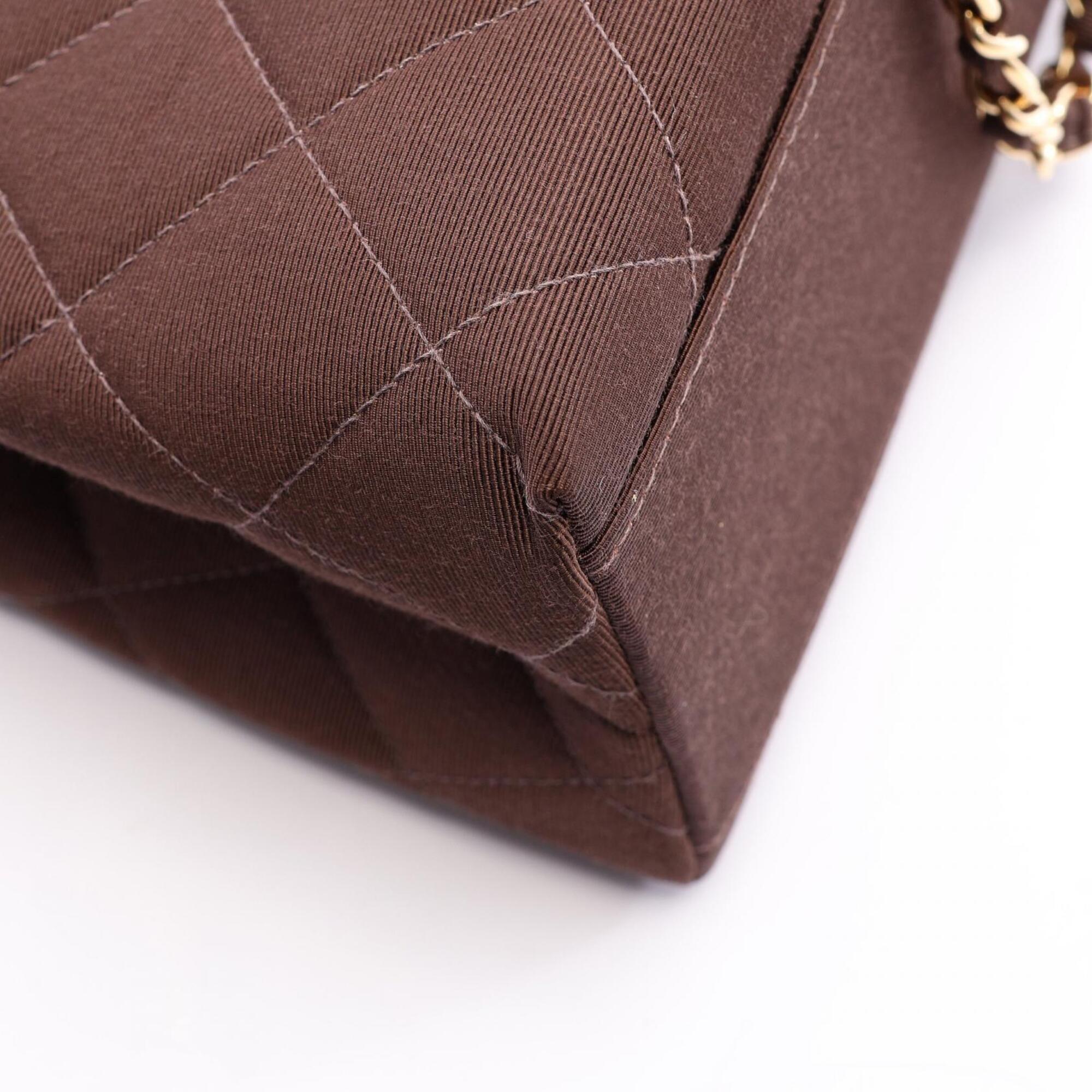 Chanel Brown Nylon Canvas Handbag Shoulder Bag (Pre-Owned)