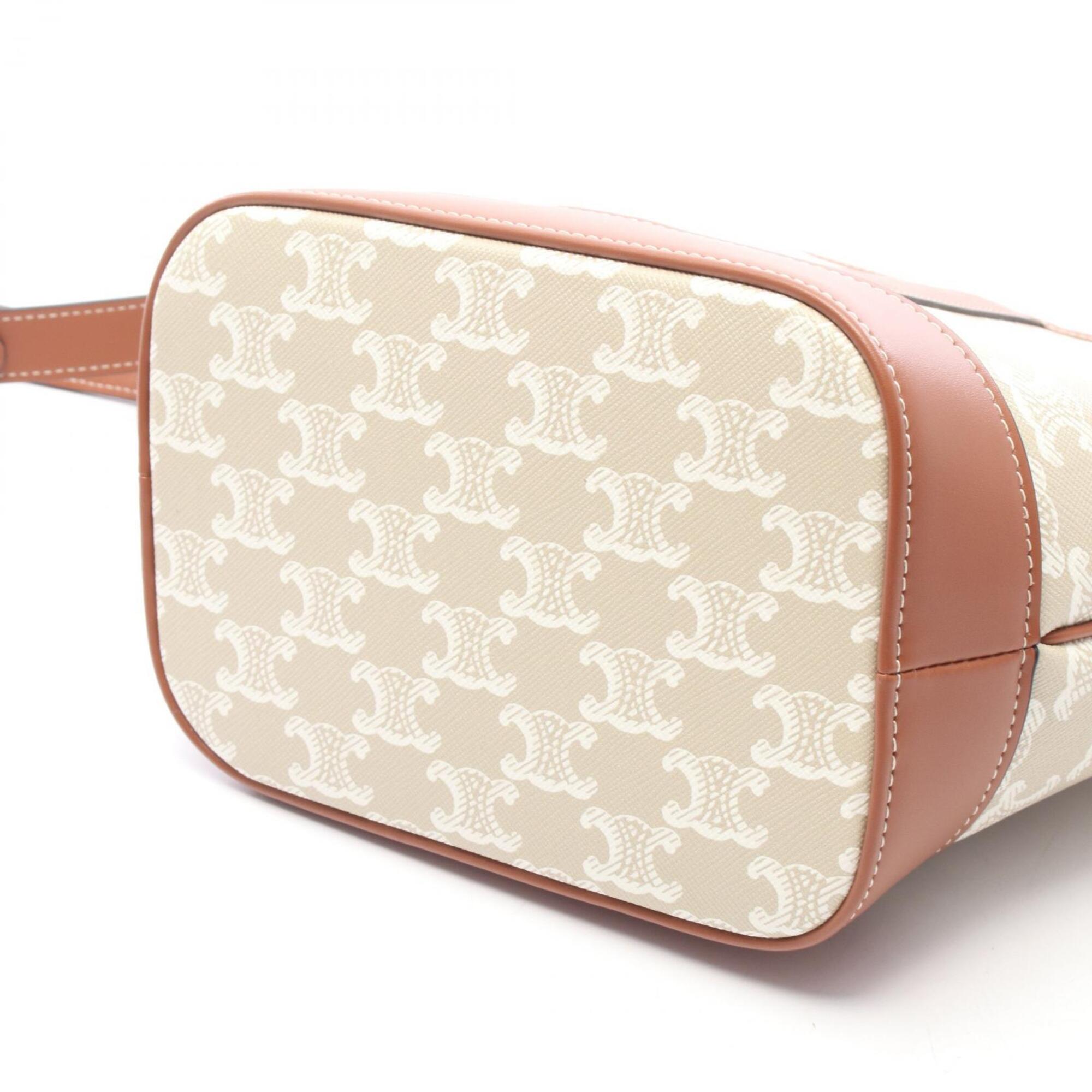 Celine Beige Brown White Coated Canvas Pvc Leather Handbag Shoulder Bag (Pre-Owned)