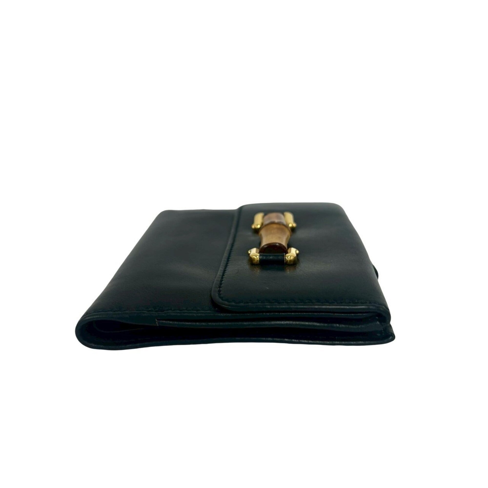 Gucci Navy Leather Bamboo Wallet (Bi-Fold) (Pre-Owned)