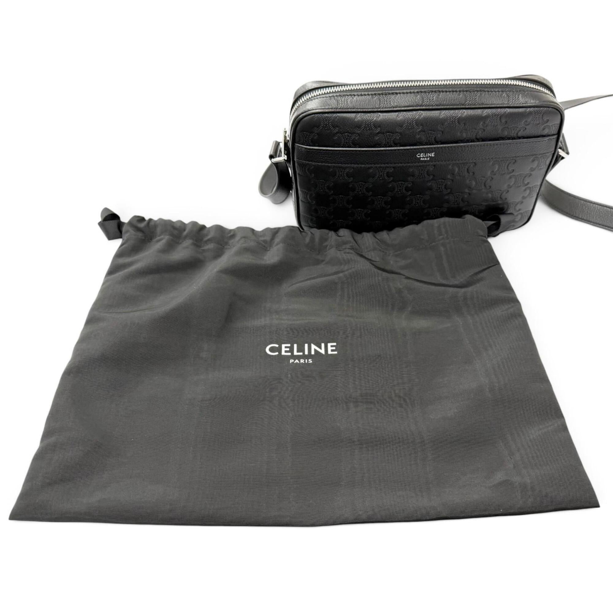 Celine Black Leather Messenger Bag Shoulder Bag (Pre-Owned)