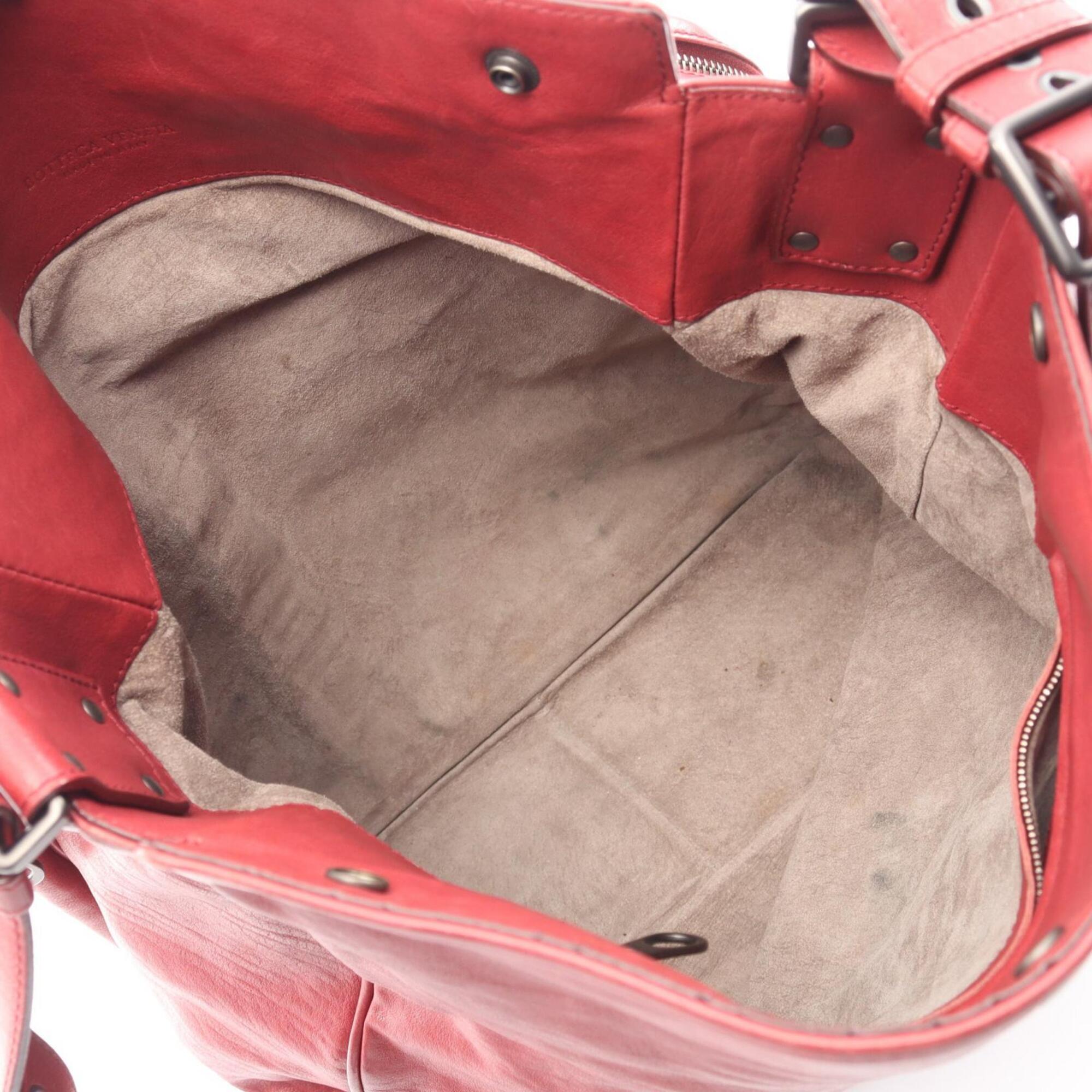 Bottega Veneta Red Color Leather Handbag Shoulder Bag (Pre-Owned)