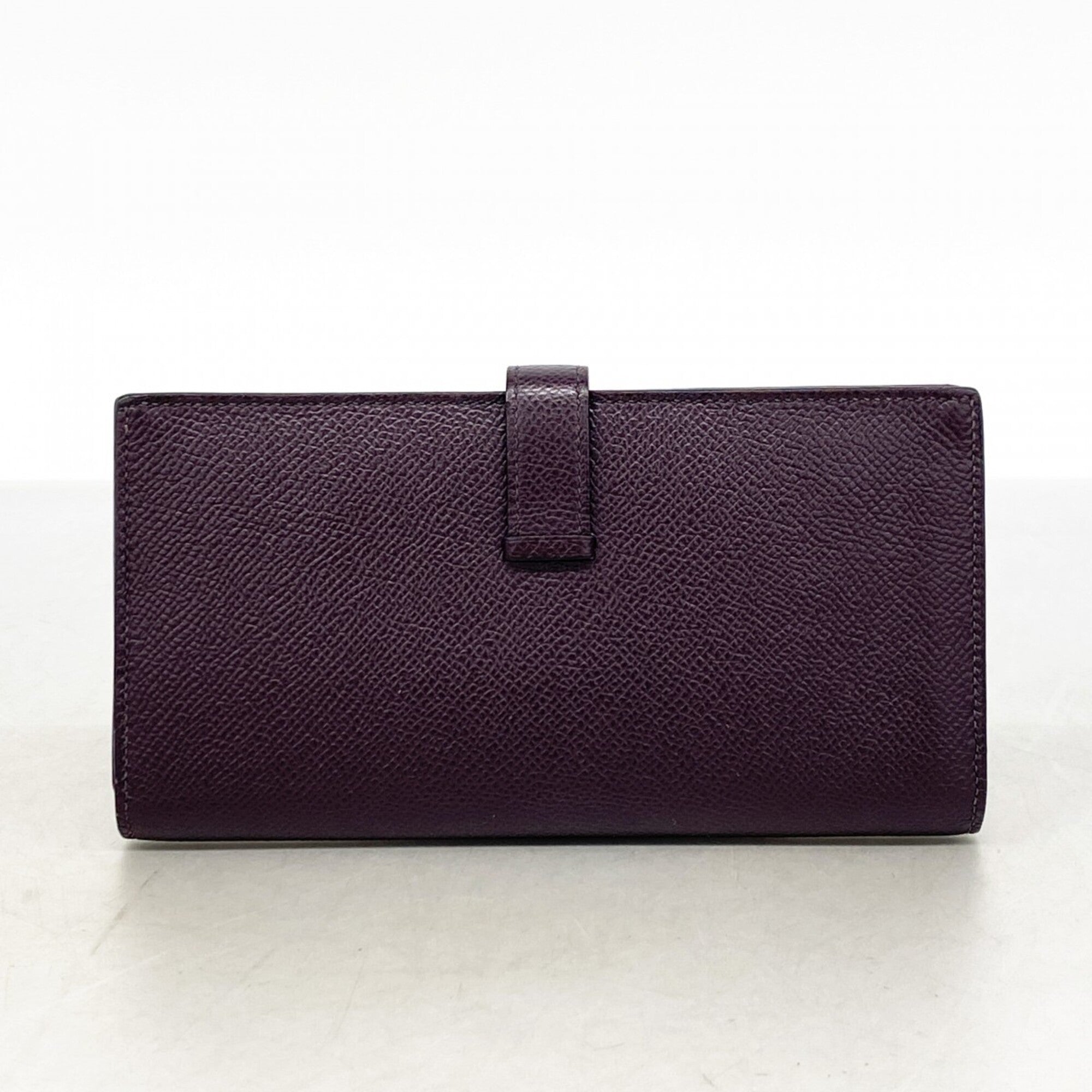 Hermes Anemone Raisin Leather Long Wallet (Bi-Fold) (Pre-Owned)