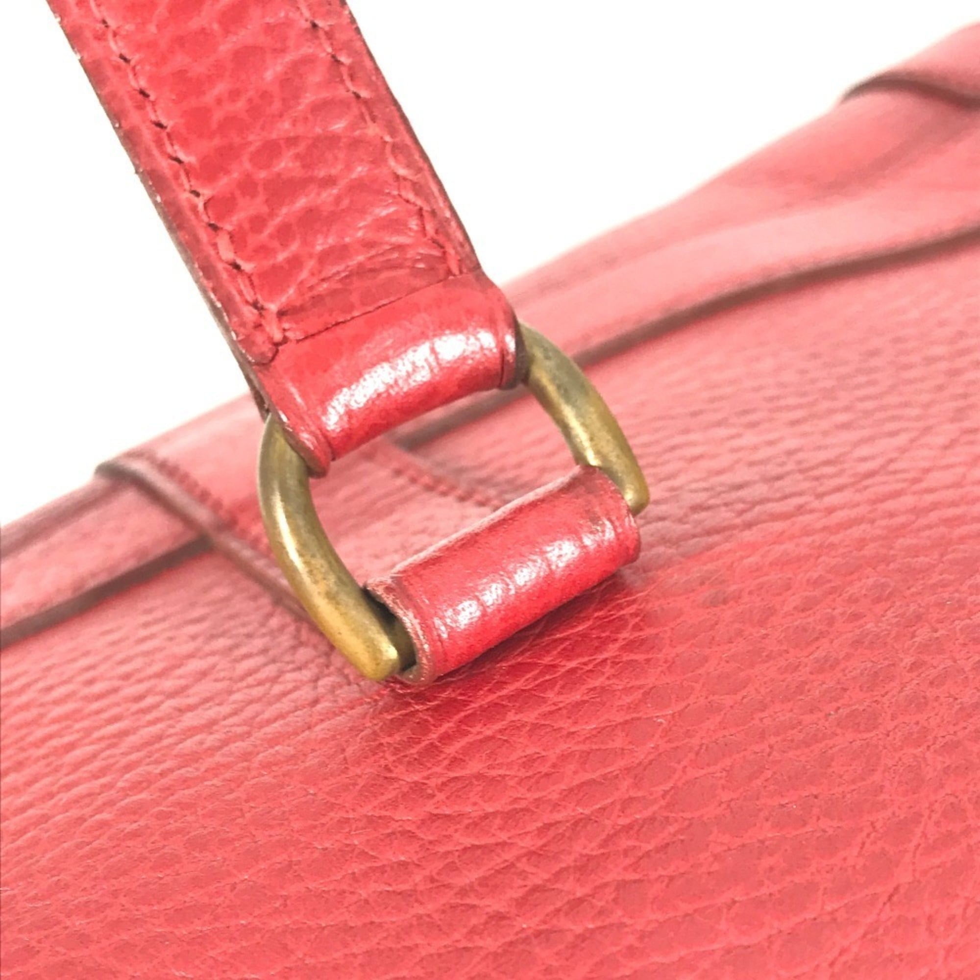 Hermes Red Color Ardennes Leather Boston Bag Handbag (Pre-Owned)