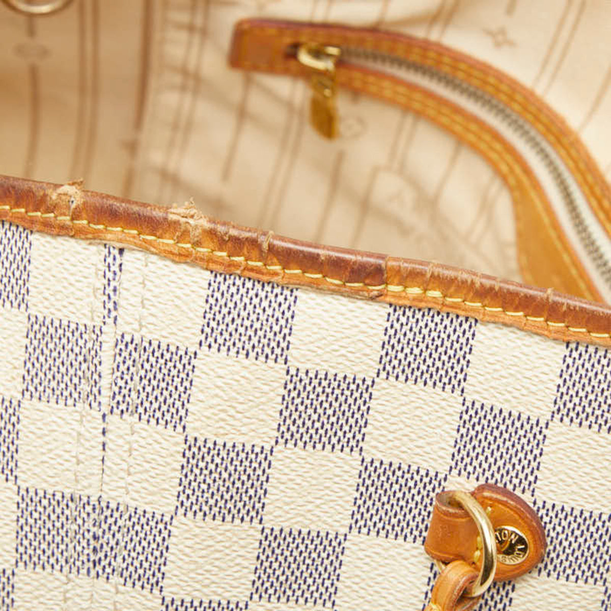 Louis Vuitton Damier Azur White Pvc Leather Tote Bag (Pre-Owned)