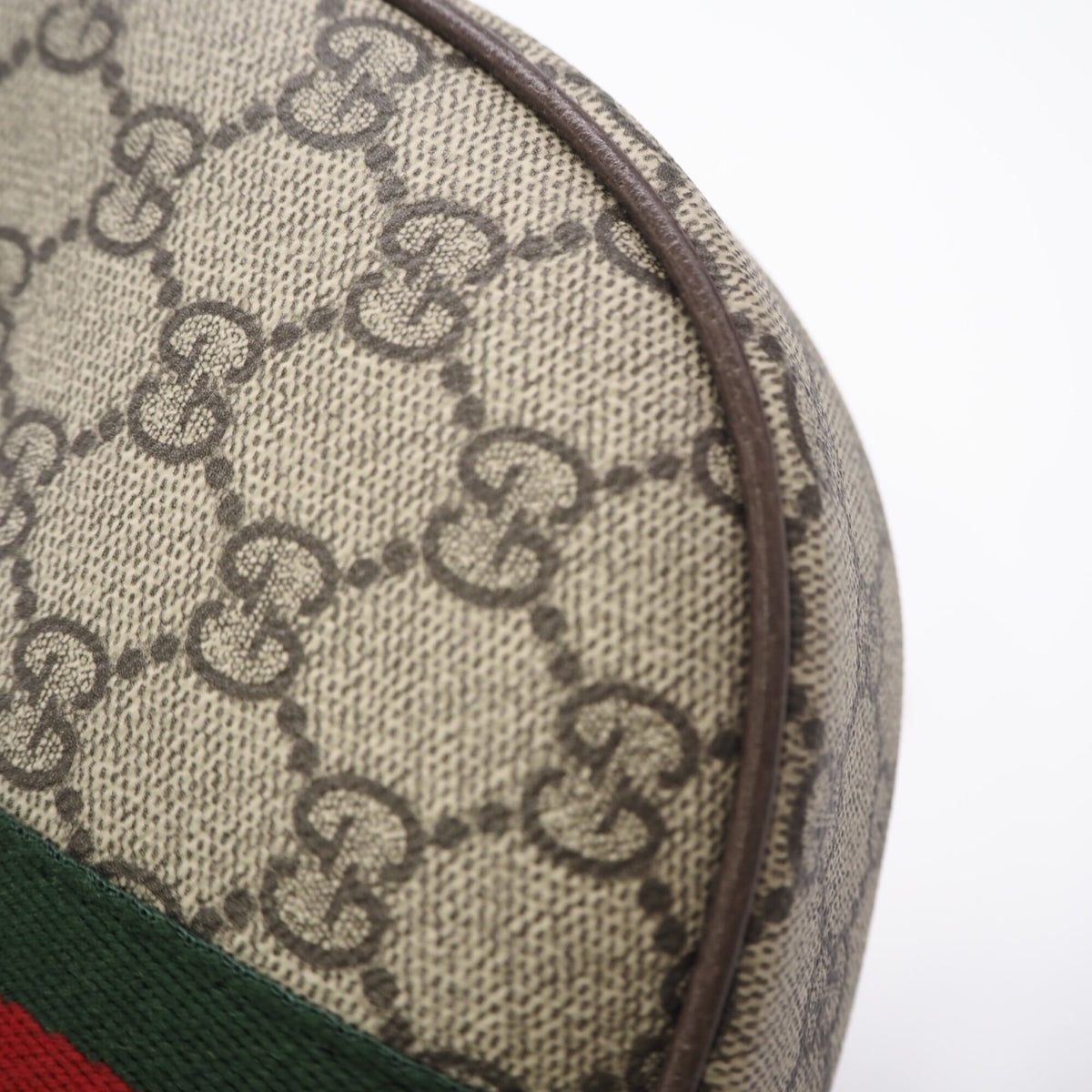 Gucci Beige Green Red Color Coated Canvas Leather Handbag Shoulder Bag (Pre-Owned)