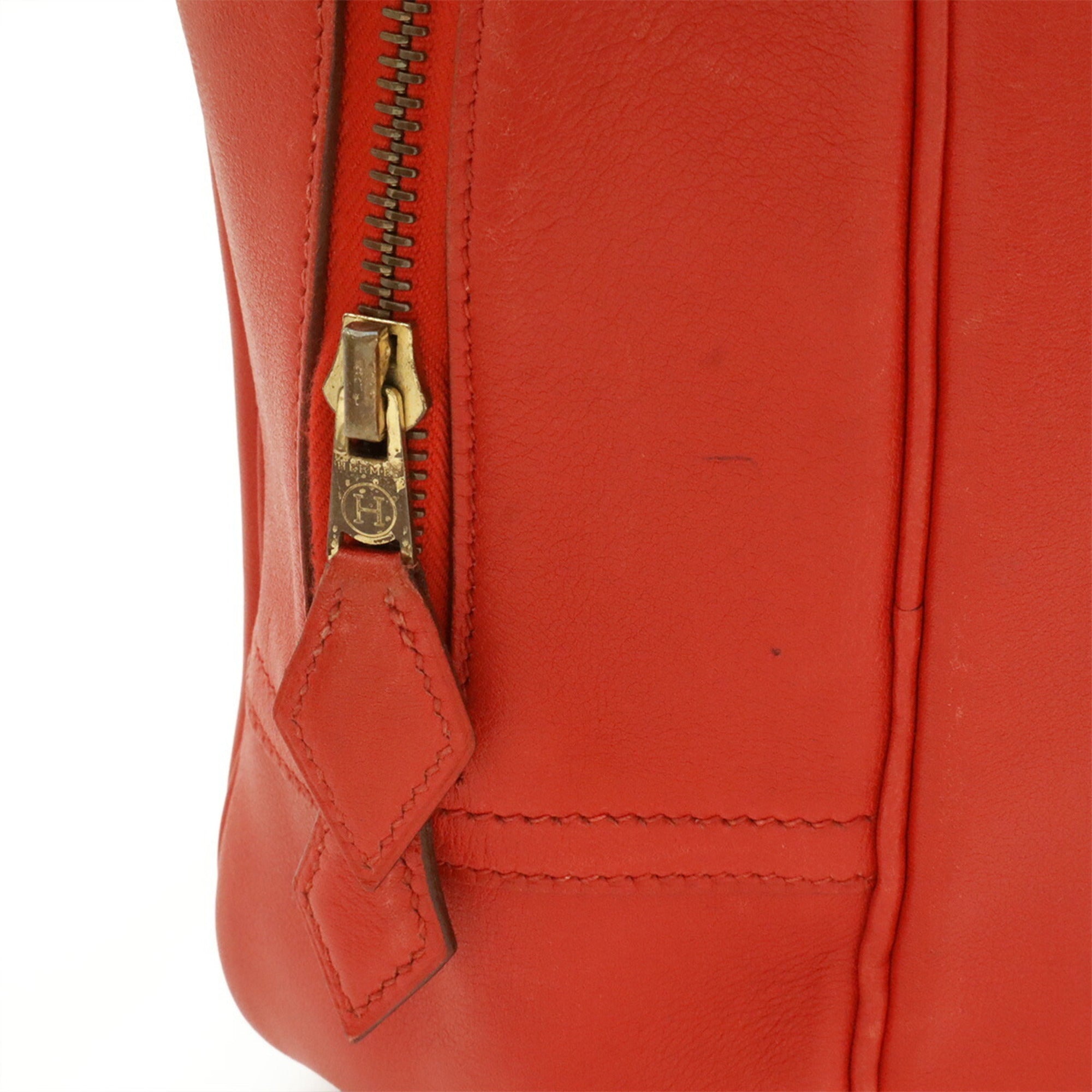 Hermes Red Color Rouge Vif Courchevel Leather Handbag Tote Bag (Pre-Owned)