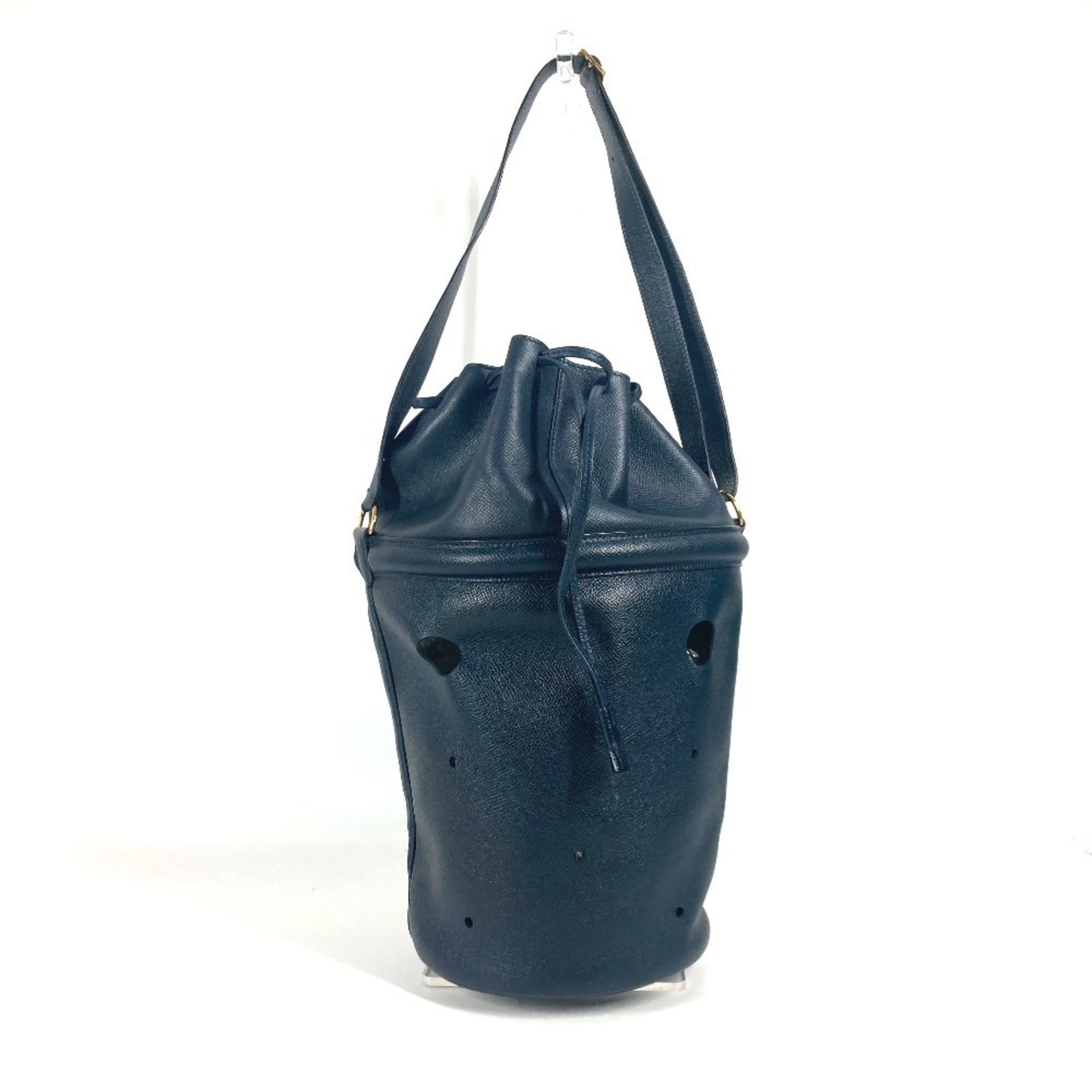 Hermes Navy Leather Shoulder Bag (Pre-Owned)