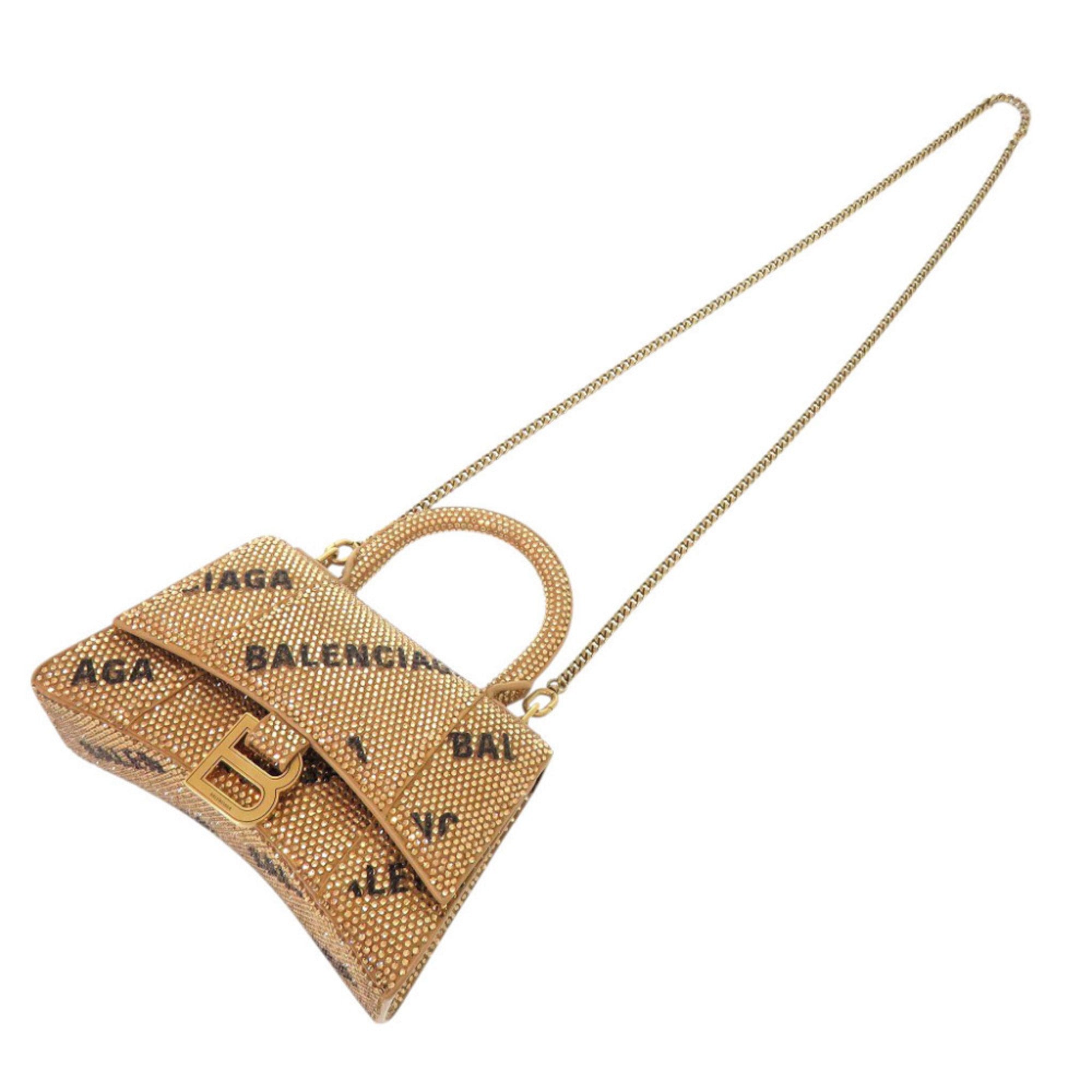 Balenciaga Gold Rhinestone Suede Handbag Shoulder Bag (Pre-Owned)
