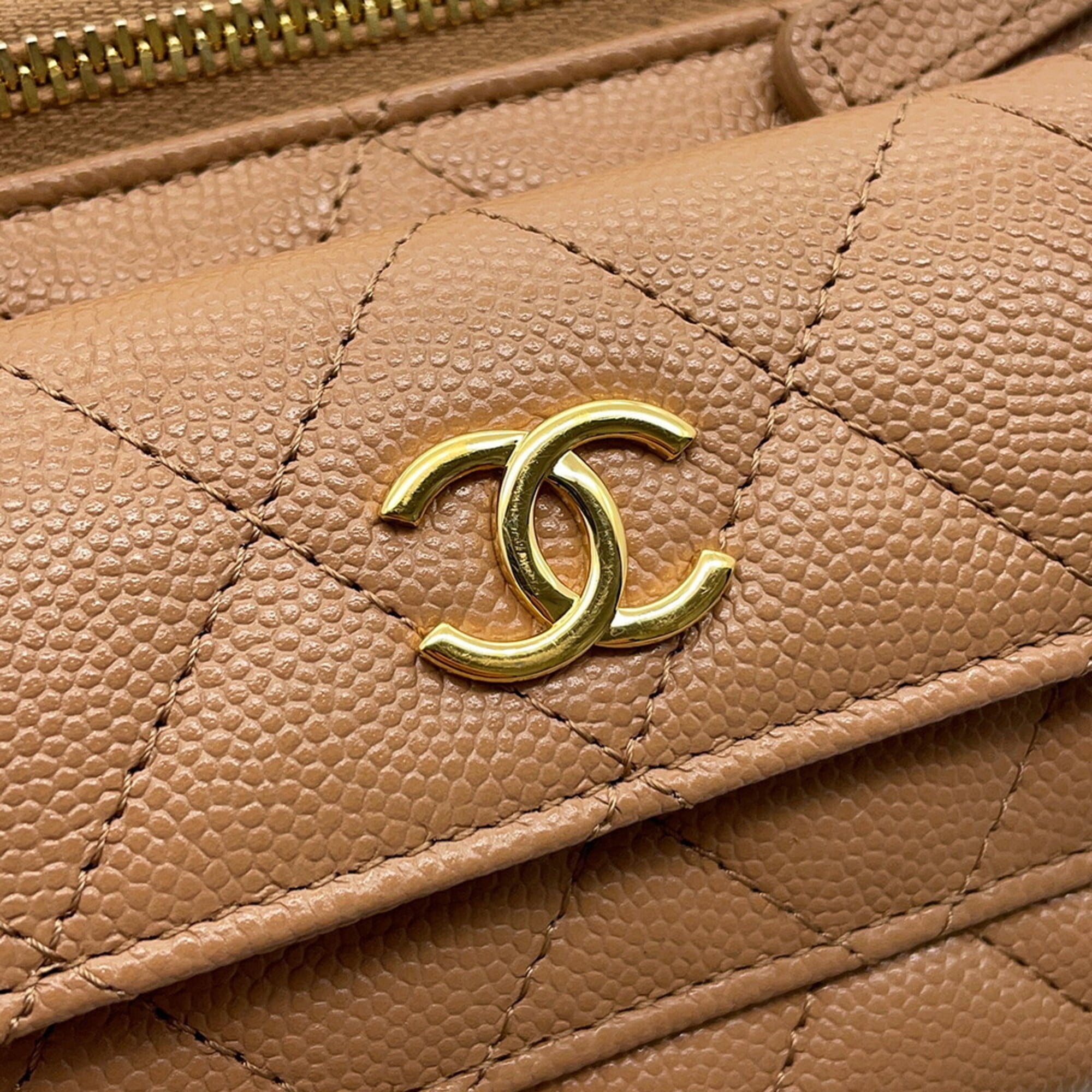 Chanel Pink Beige Grained Calfskin Shoulder Bag Vanity Bag (Pre-Owned)