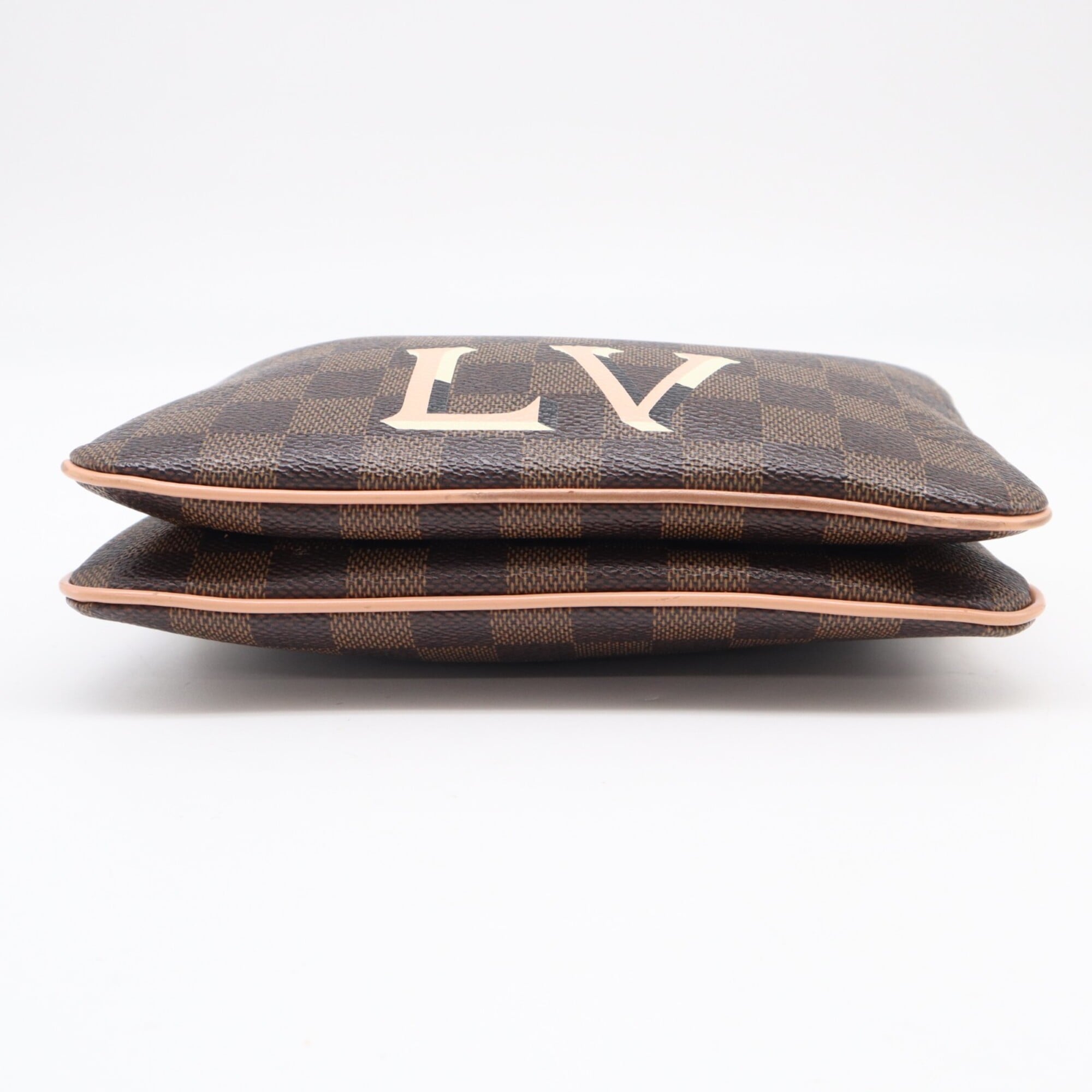 Louis Vuitton Beige Pink Brown Damier Canvas Galle Coated Canvas Leather Pochette Shoulder Bag (Pre-Owned)
