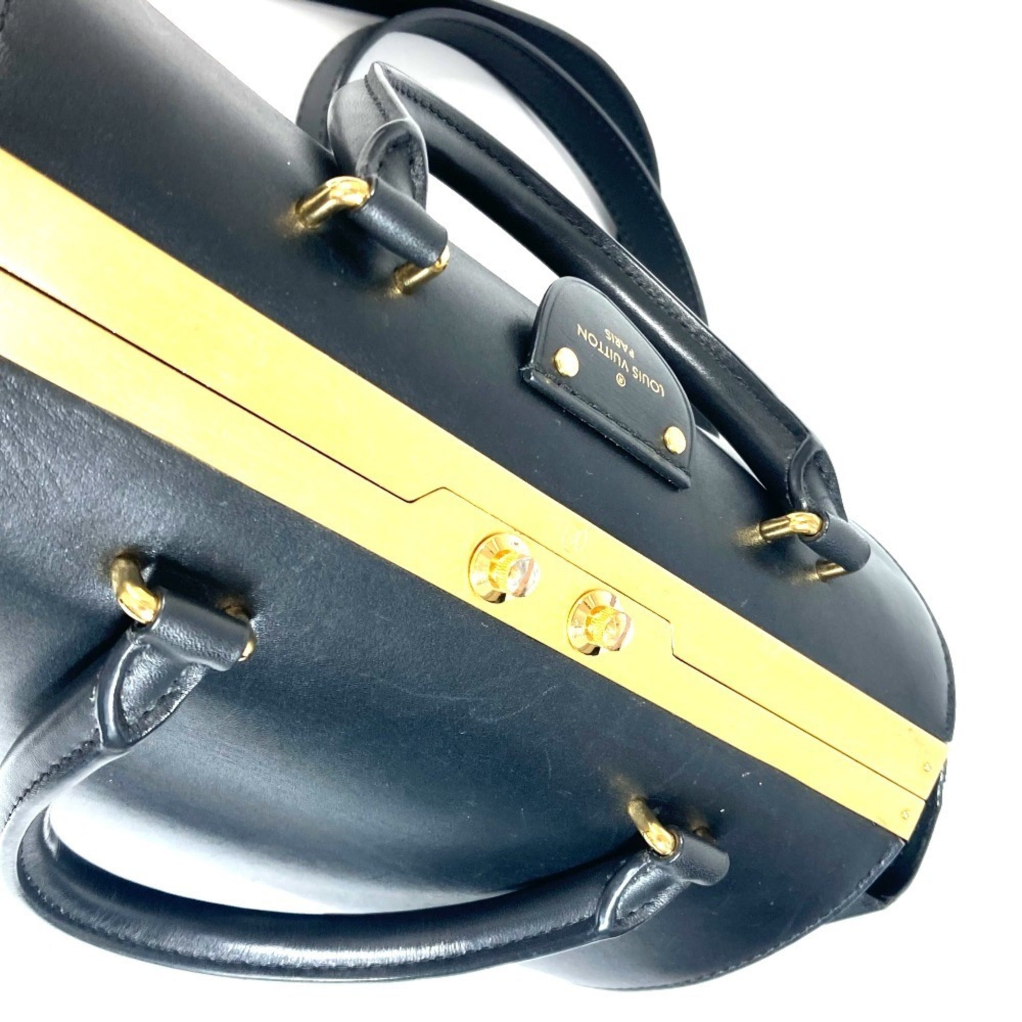 Louis Vuitton Black Leather Handbag Shoulder Bag (Pre-Owned)