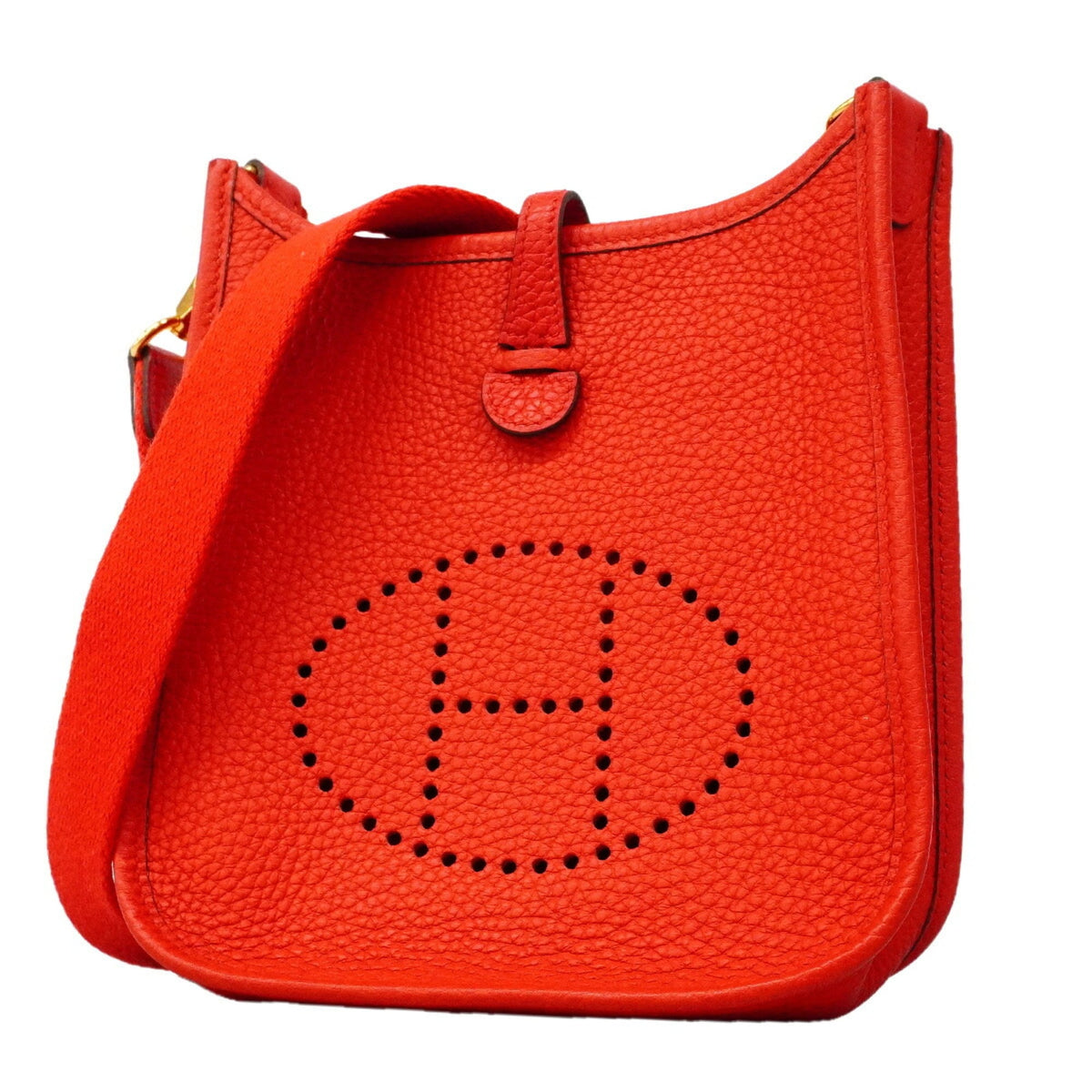 Hermes Red Color Taurillon Clemence Leather Shoulder Bag (Pre-Owned)