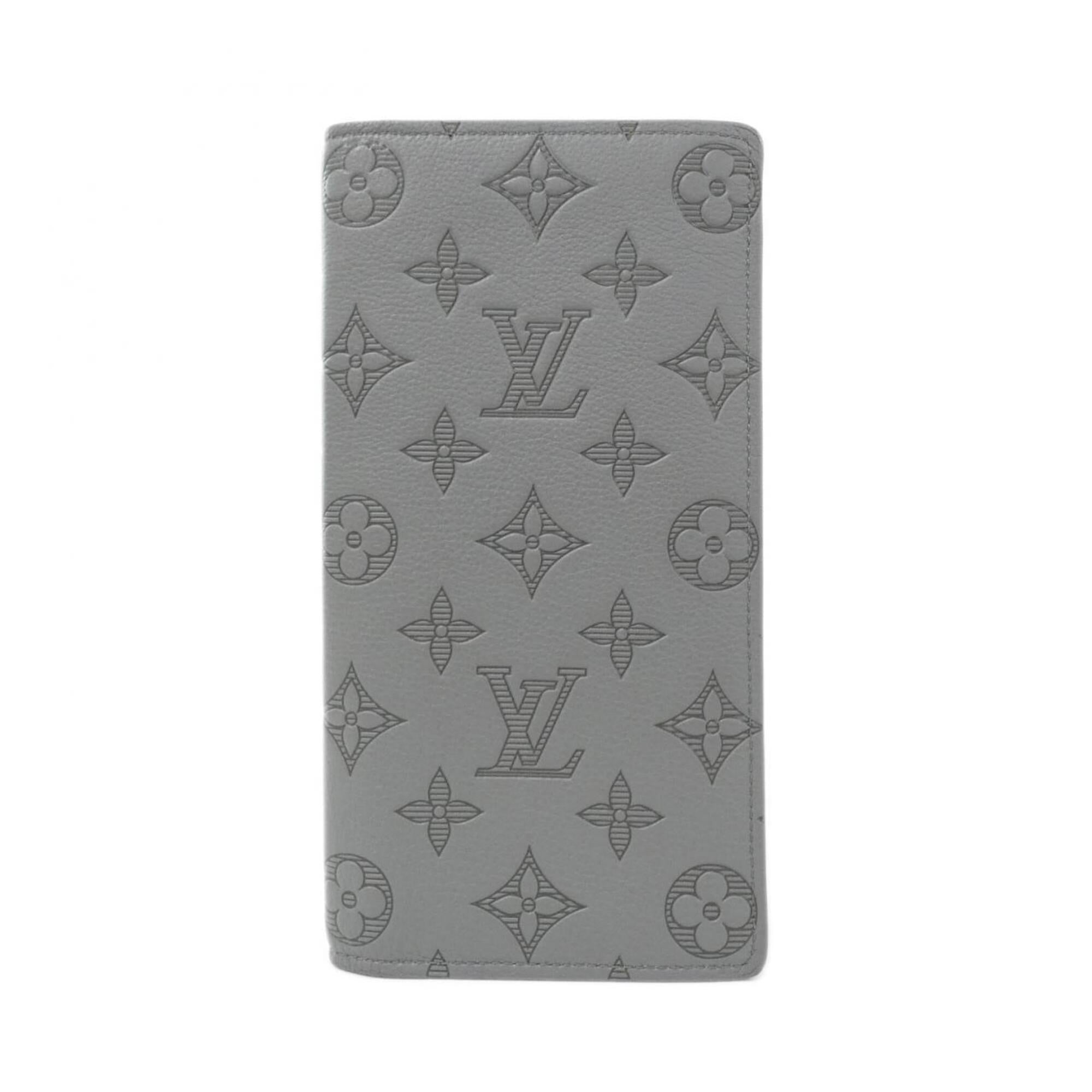 Louis Vuitton Gray Leather Long Wallet (Bi-Fold) (Pre-Owned)