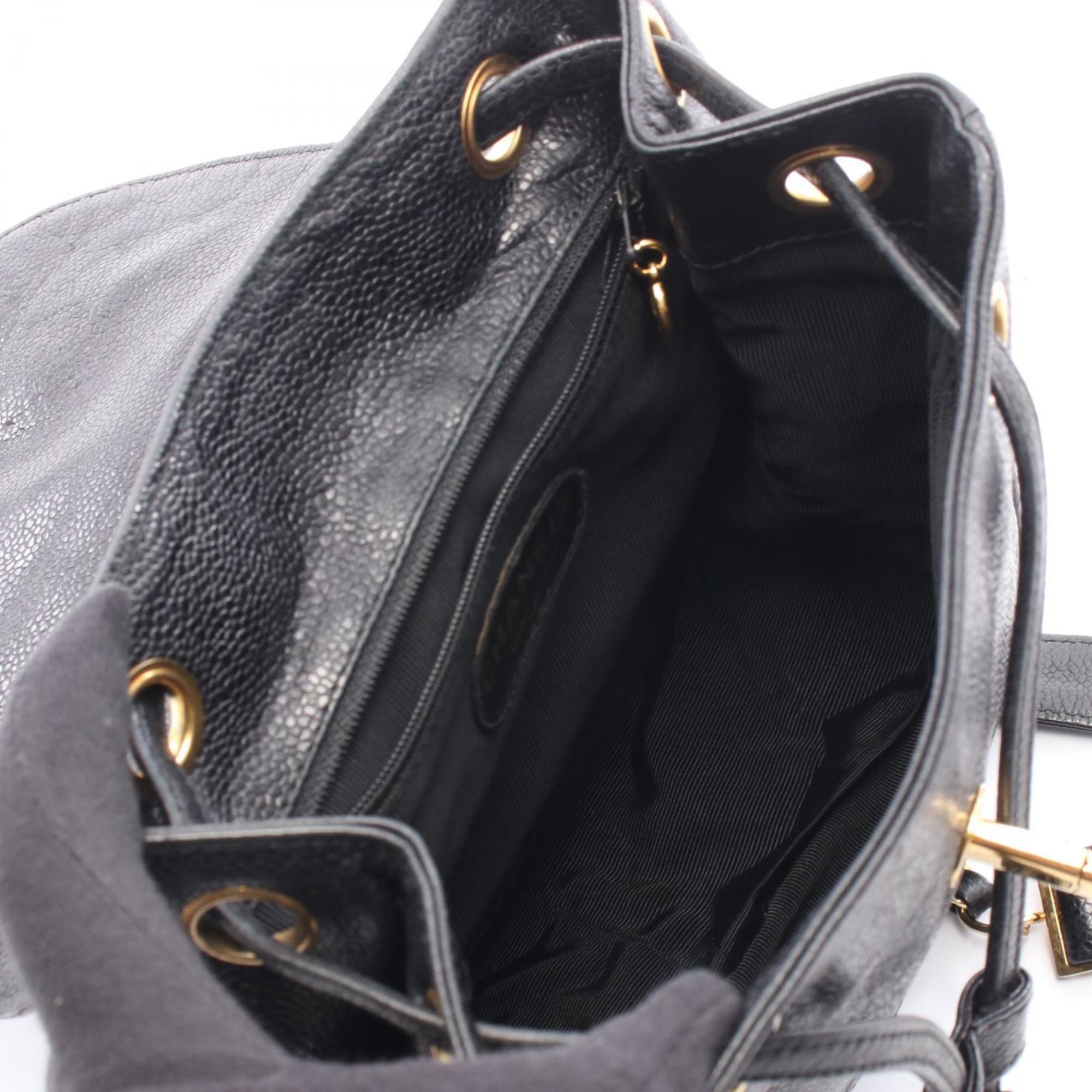 Chanel Black Leather Backpack Handbag (Pre-Owned)