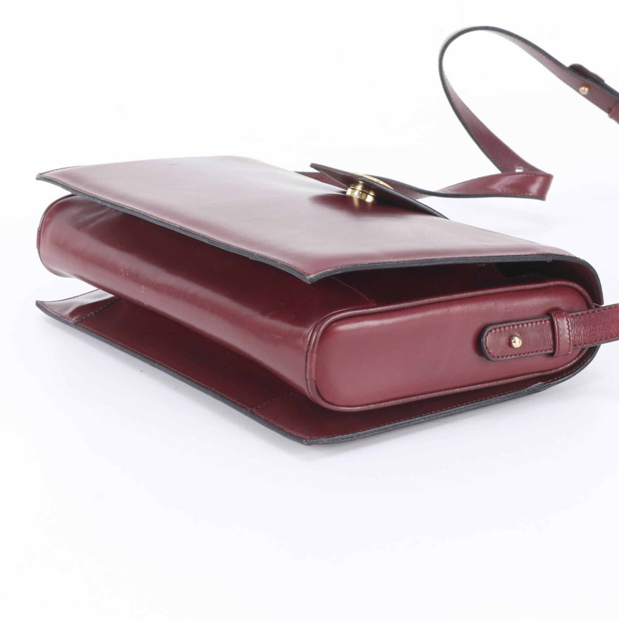Celine Red Color Wine Leather Shoulder Bag (Pre-Owned)