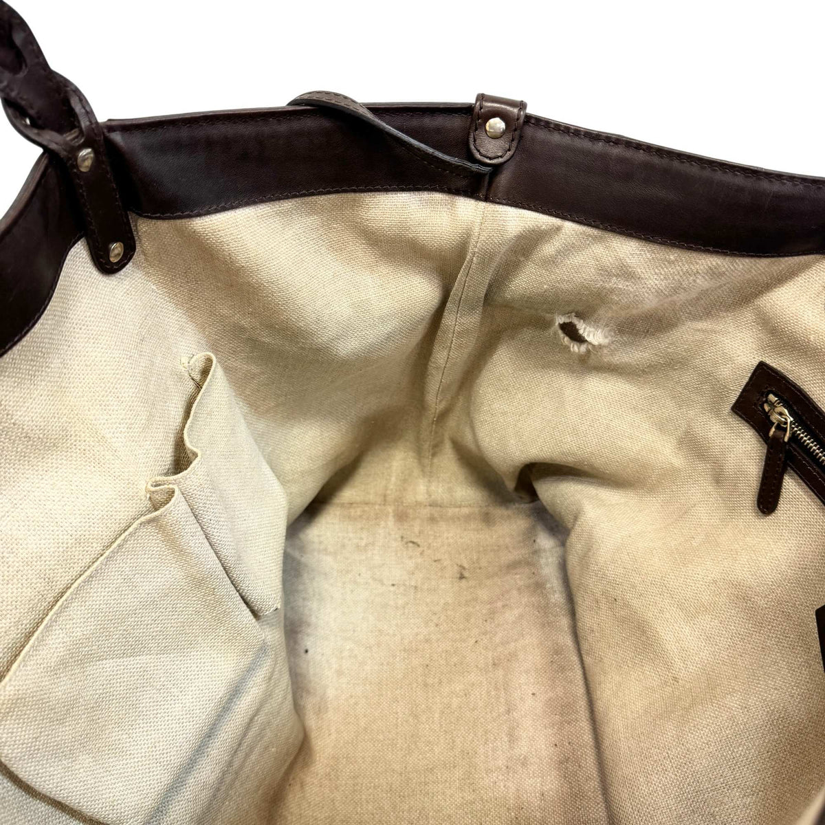 Gucci Brown Canvas Leather Tote Bag (Pre-Owned)