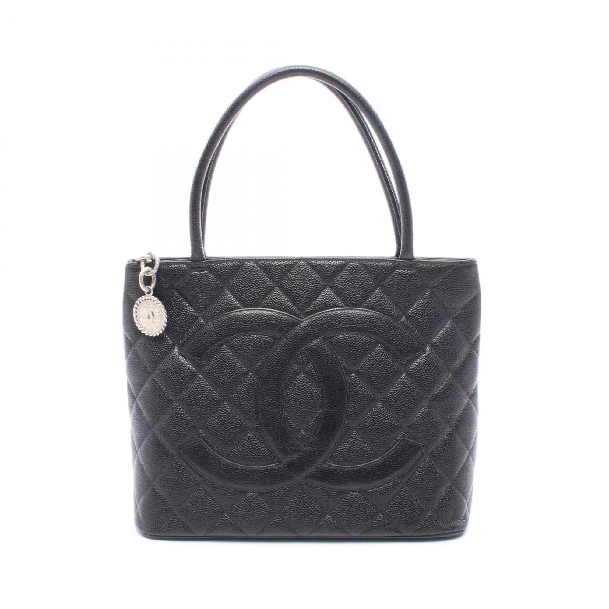 Chanel Black Grained Calfskin Handbag Tote Bag (Pre-Owned)
