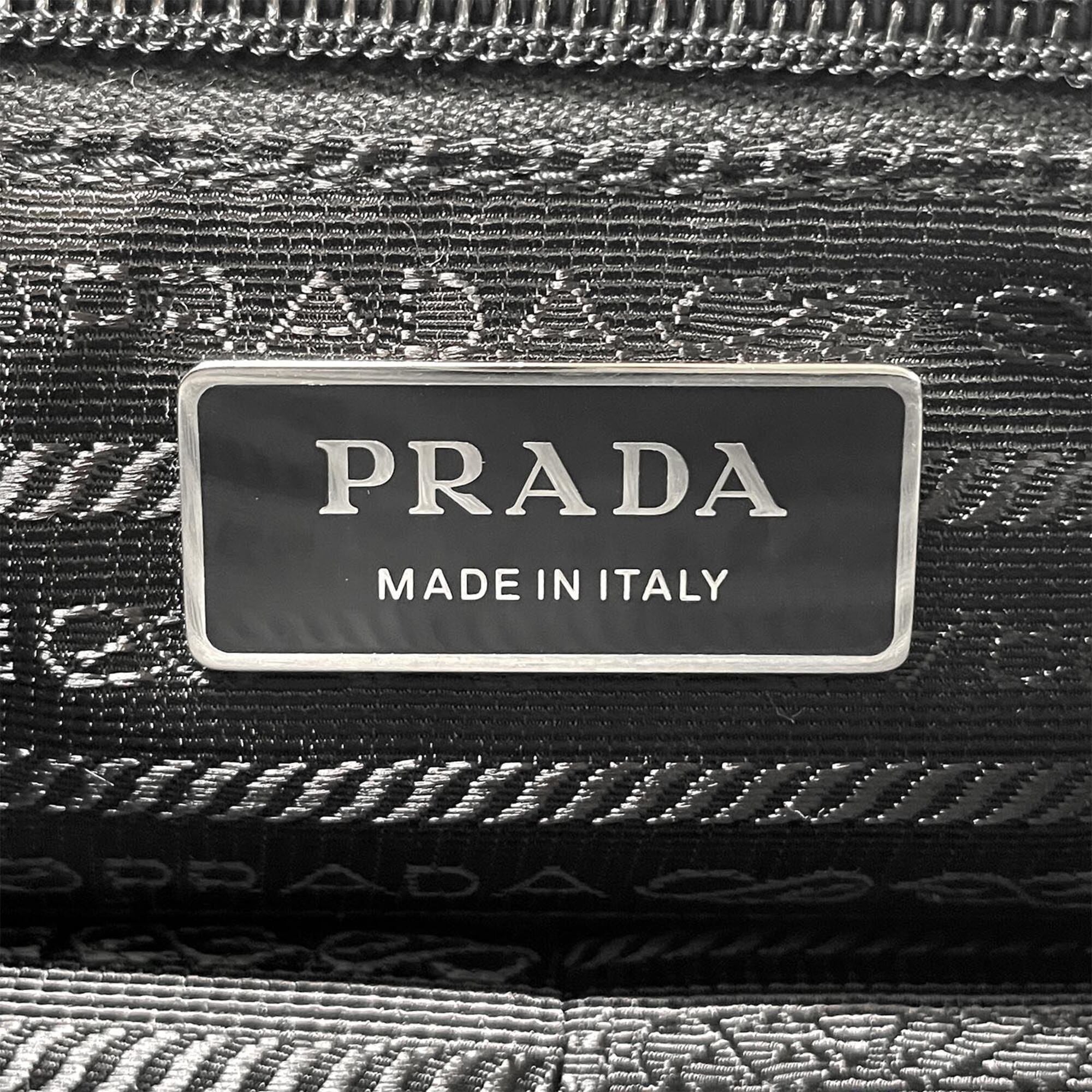 Prada Black Nylon Leather Metal Shoulder Bag (Pre-Owned)