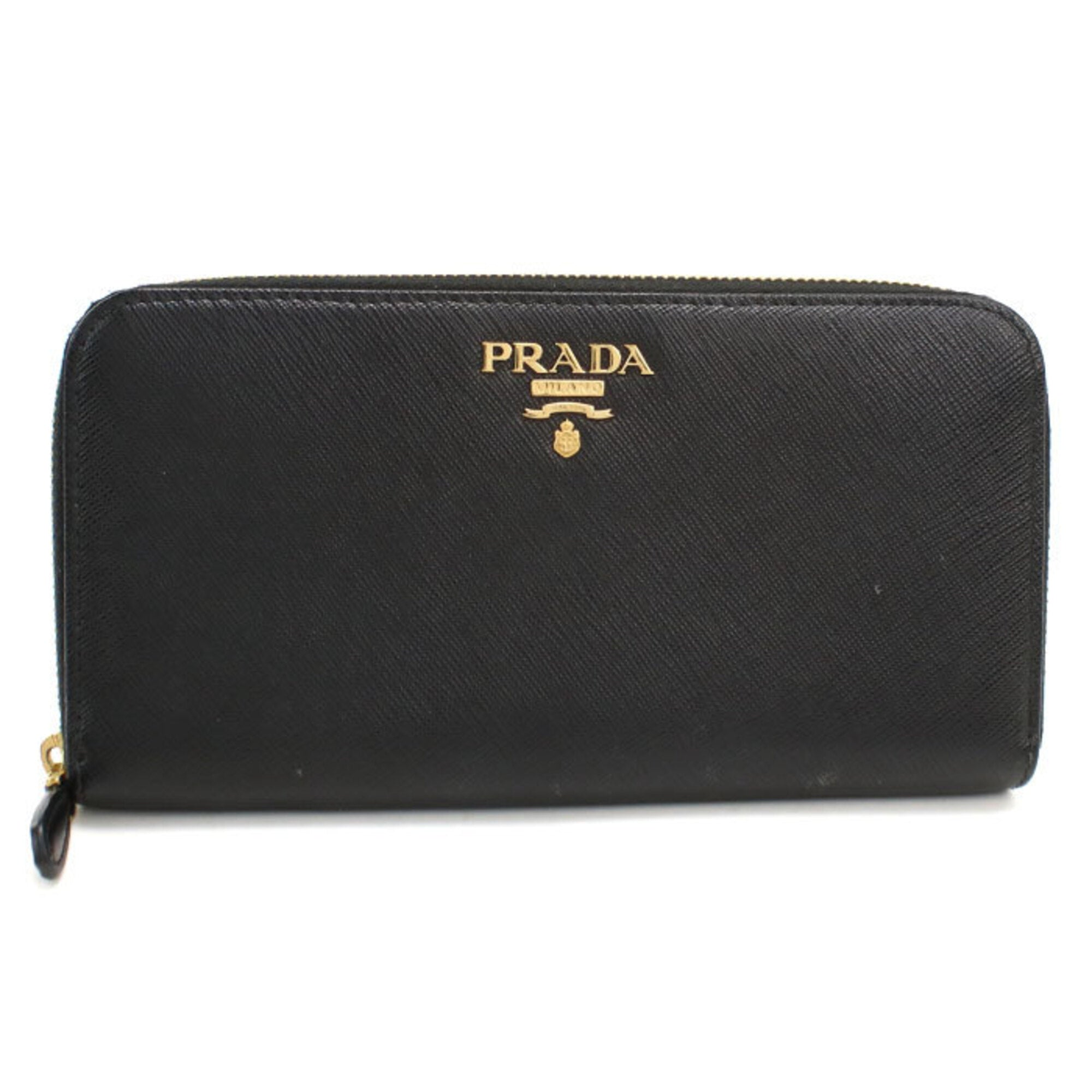 Prada Black Leather Long Wallet (Bi-Fold) (Pre-Owned)