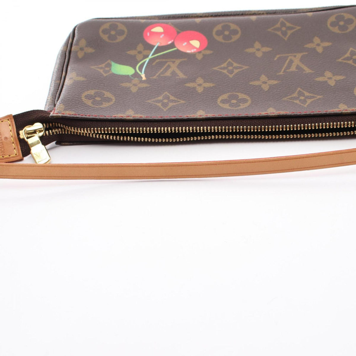 Louis Vuitton Brown Red Color Coated Canvas Leather Handbag Pochette (Pre-Owned)