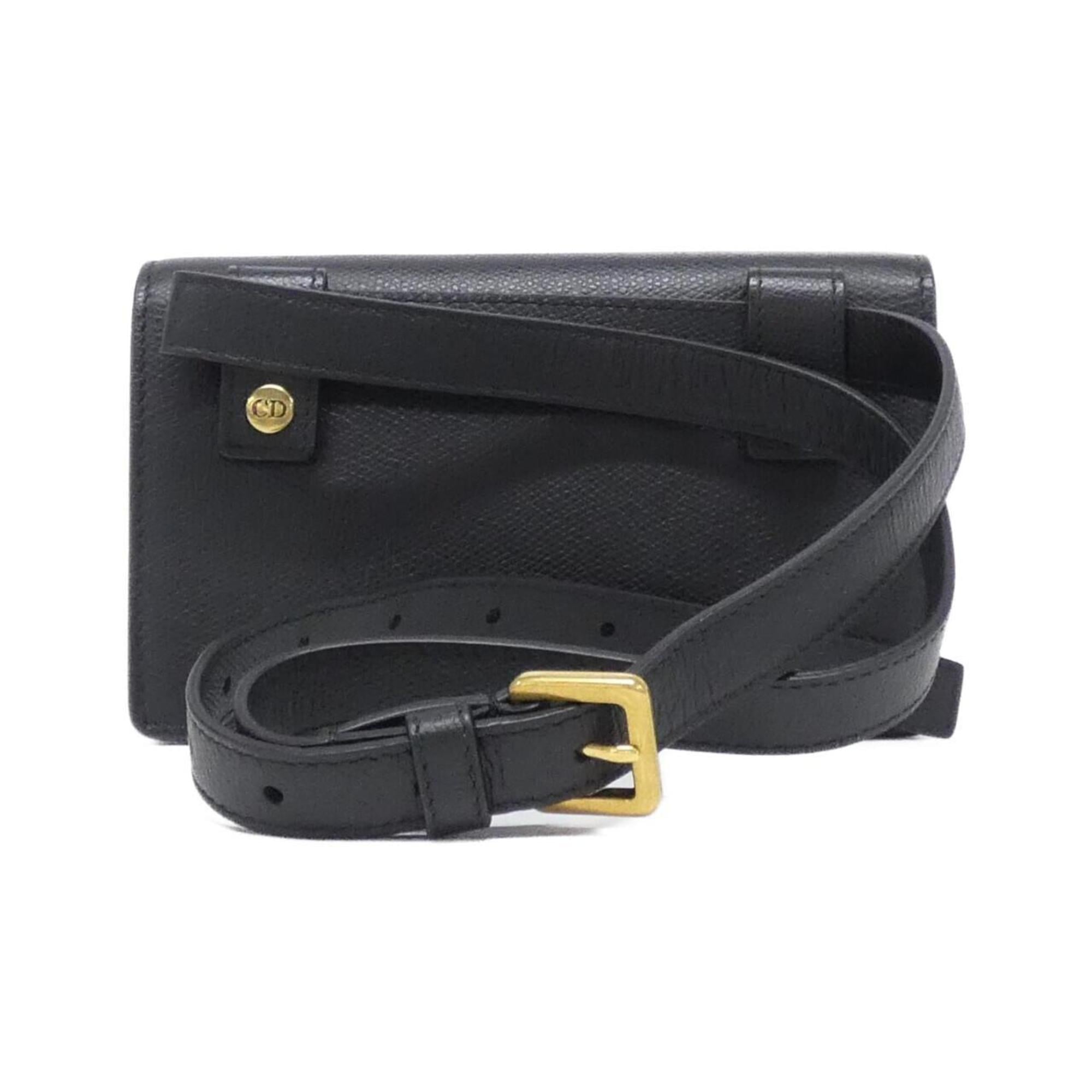 Christian Dior Black Leather Fanny Pack Handbag (Pre-Owned)