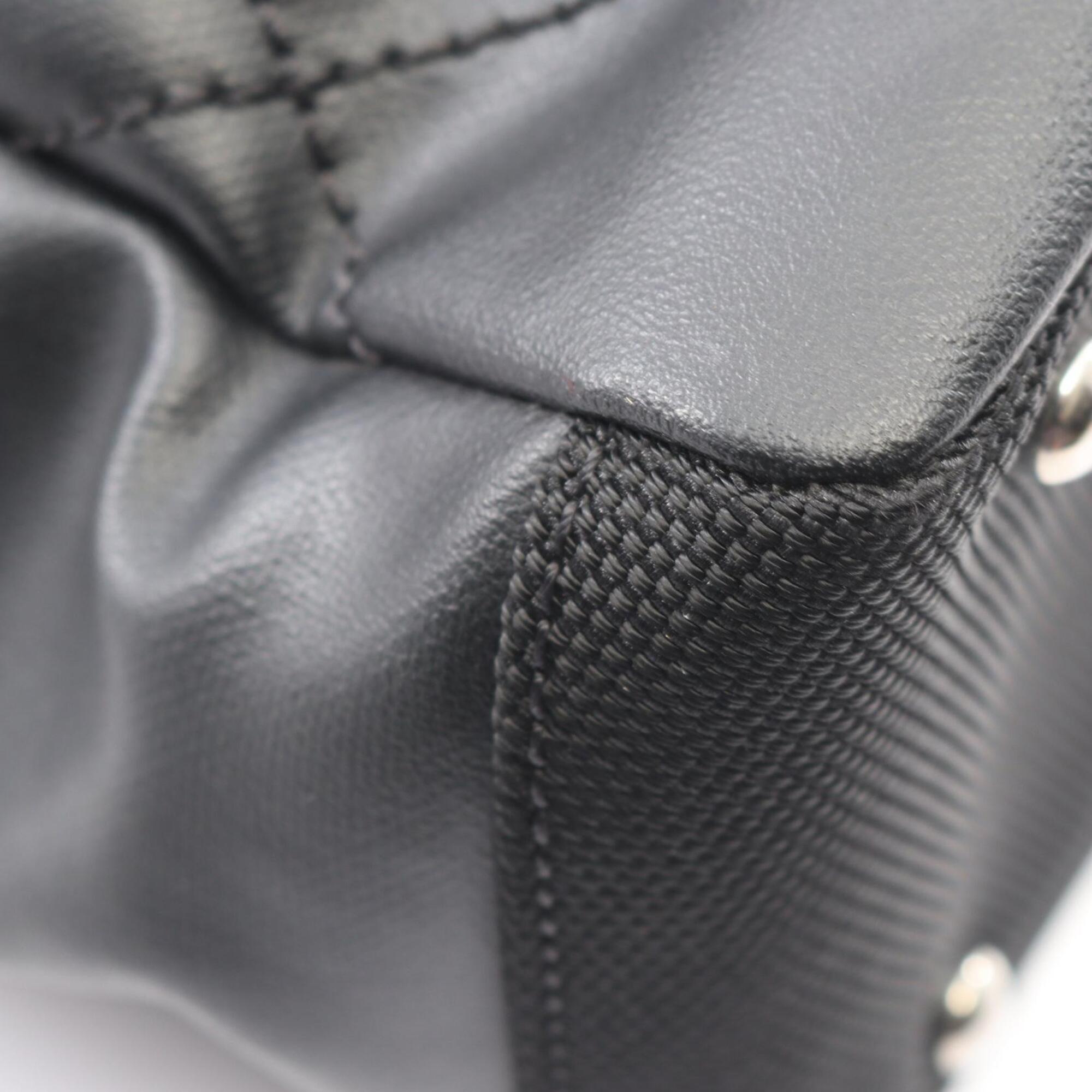 Chanel Black Coated Canvas Leather Handbag Tote Bag (Pre-Owned)