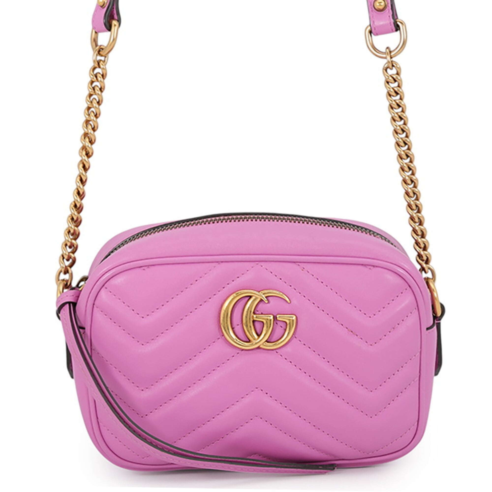 Gucci Gg Marmont Purple Leather Handbag Shoulder Bag (Pre-Owned)