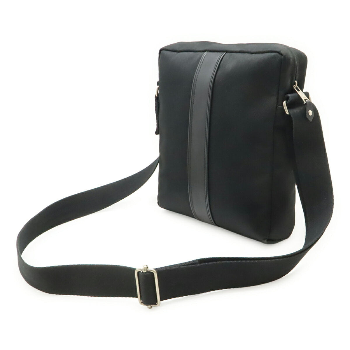 Hermes Acapulco Black Toile Chevron Leather Pochette Shoulder Bag (Pre-Owned)