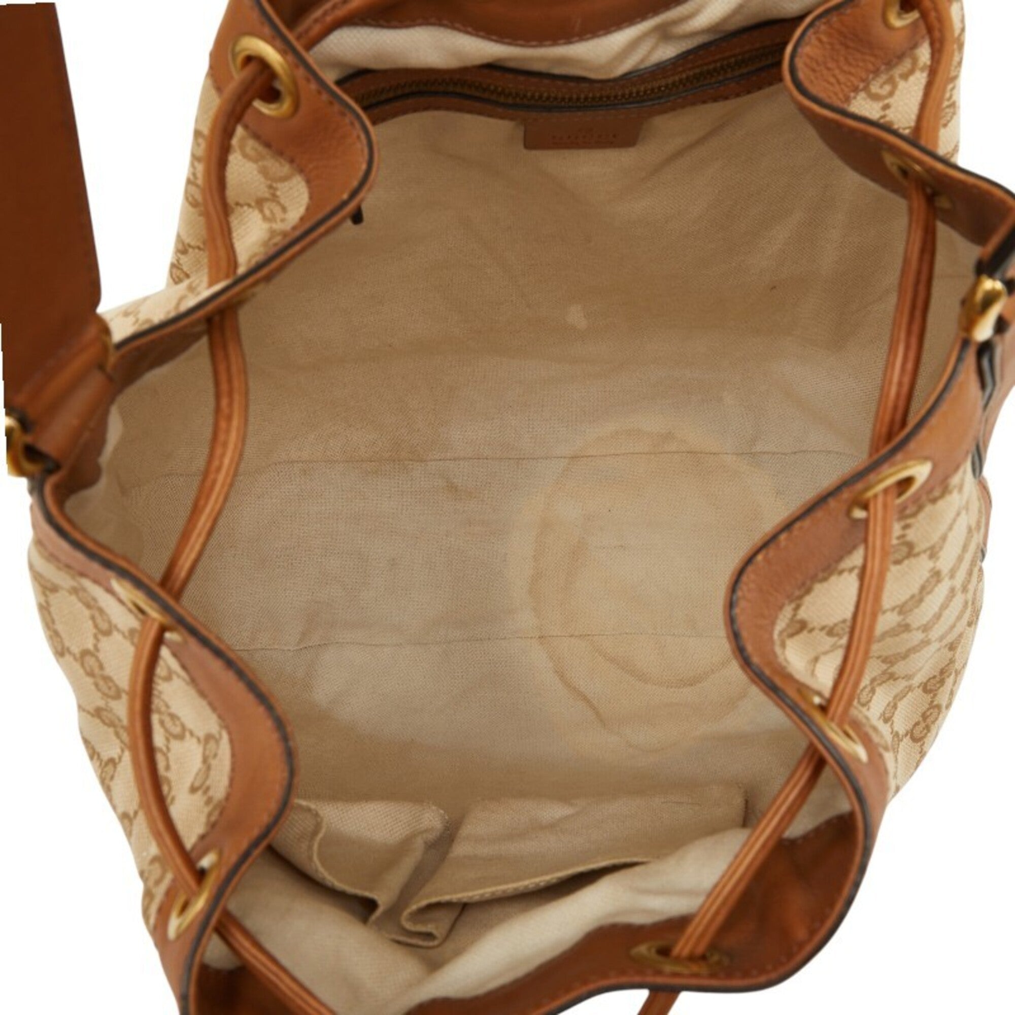 Gucci Gg Canvas Beige Multi-Color Gg Canvas Leather Shoulder Bag (Pre-Owned)